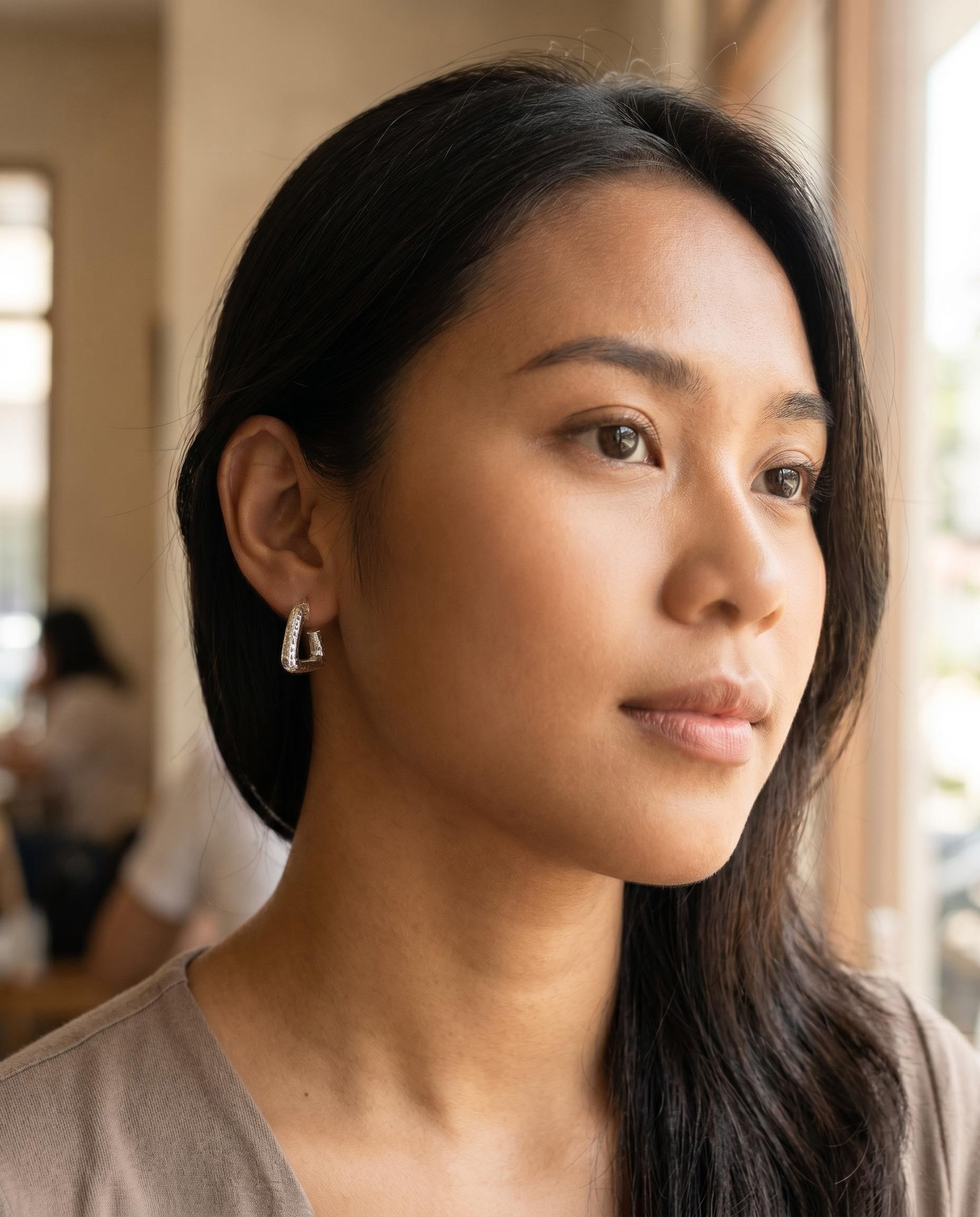 Silver-Tone Geometric Hoop Earrings