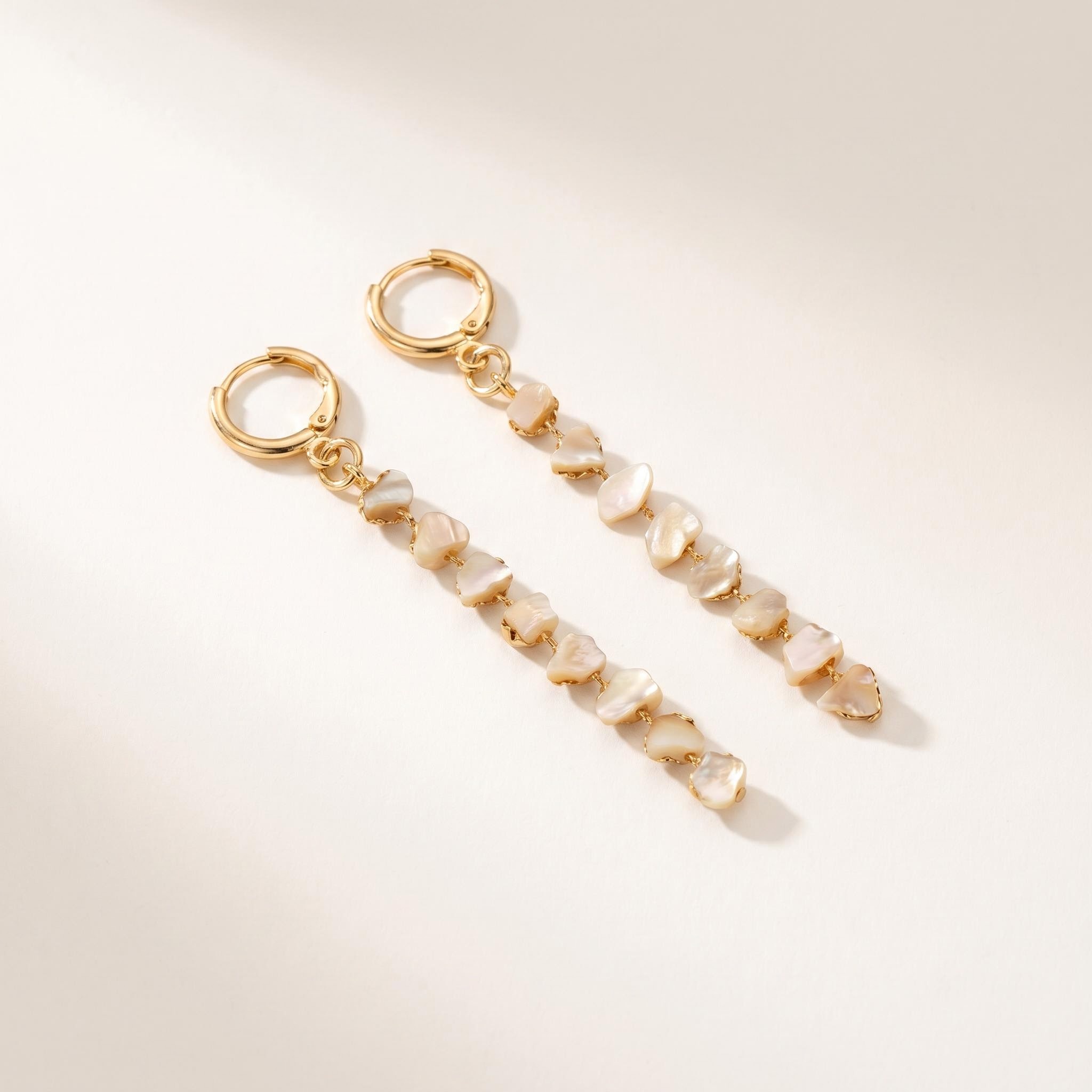 Gold-Tone Pearl-Like Chain Drop Earrings