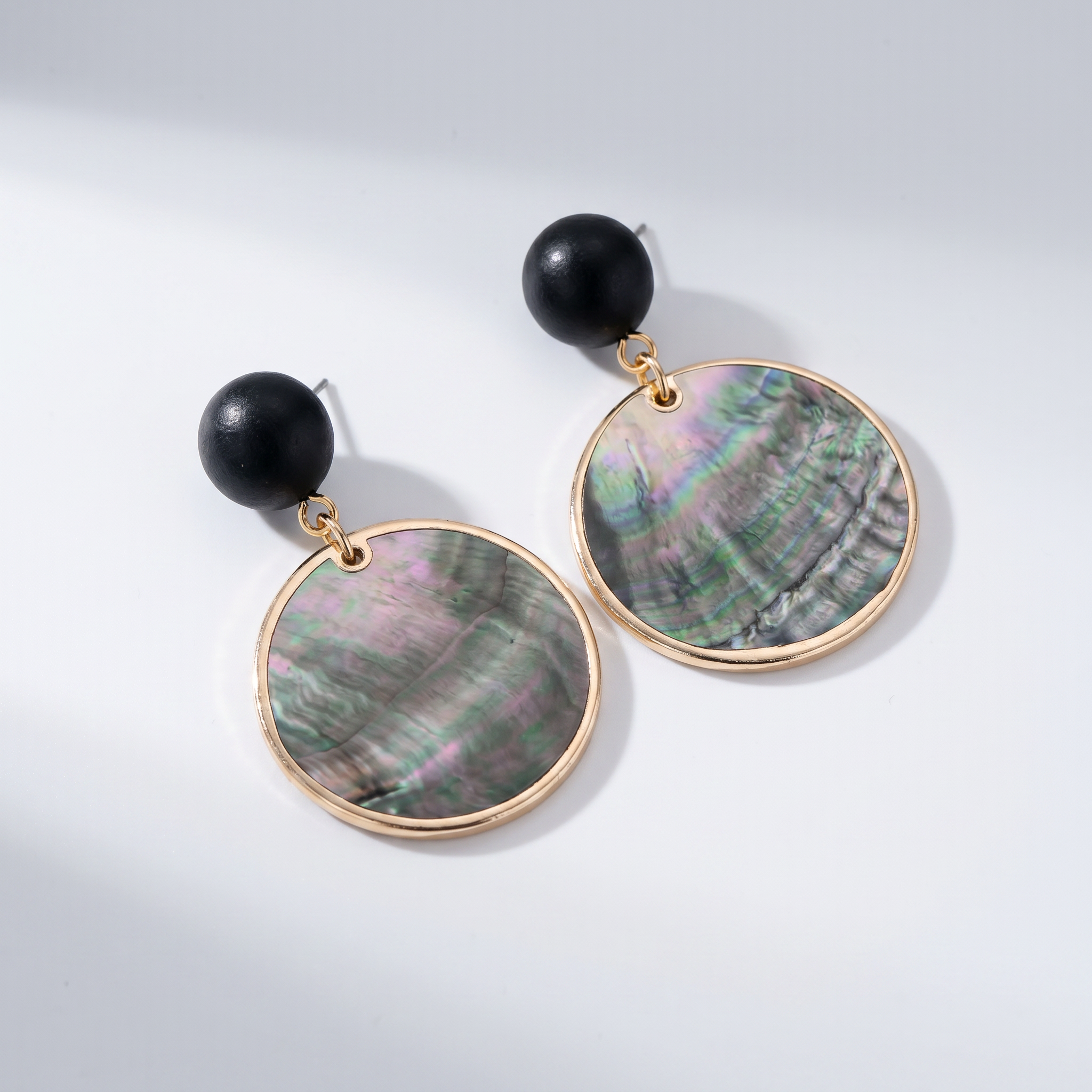 Gold-Tone Shell-Inspired Disc Statement Earrings