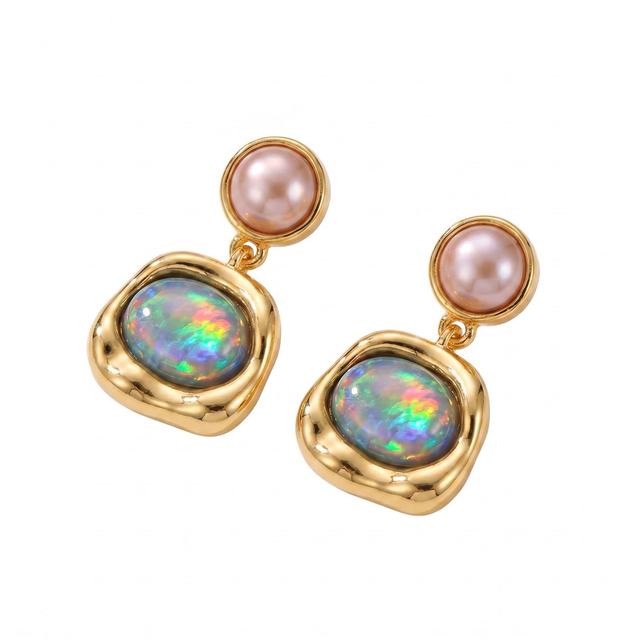 The "Radiance" Moonlit Teardrop – Pearl & Opalescent Gem Earrings