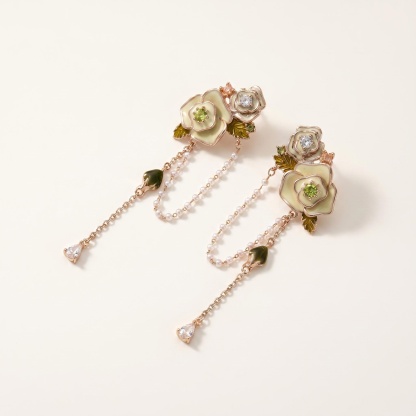 Gold-Tone Floral Chain Drop Earrings
