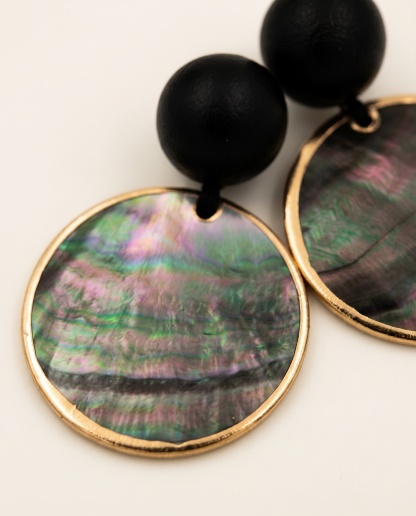 Gold-Tone Shell-Inspired Disc Statement Earrings