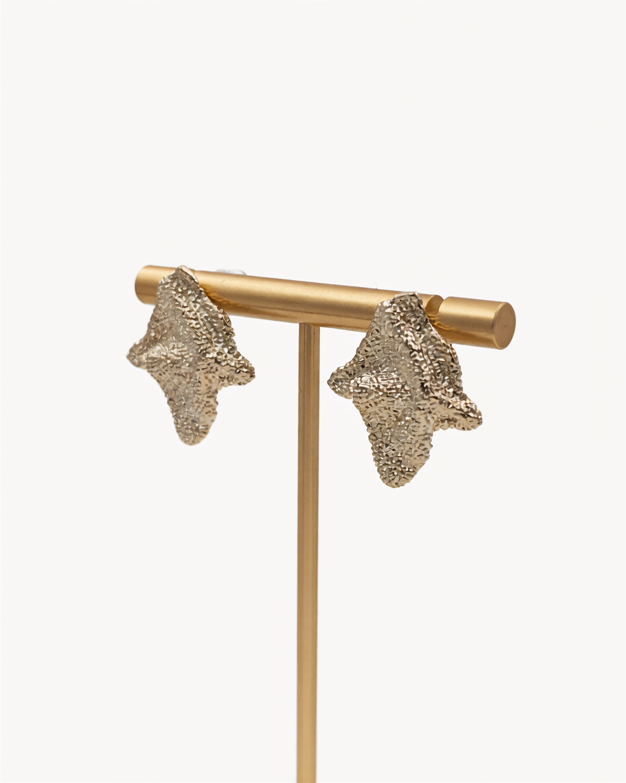 The "Grounding" Stone Cube – Hand‑Hammered Gold Geometric Studs