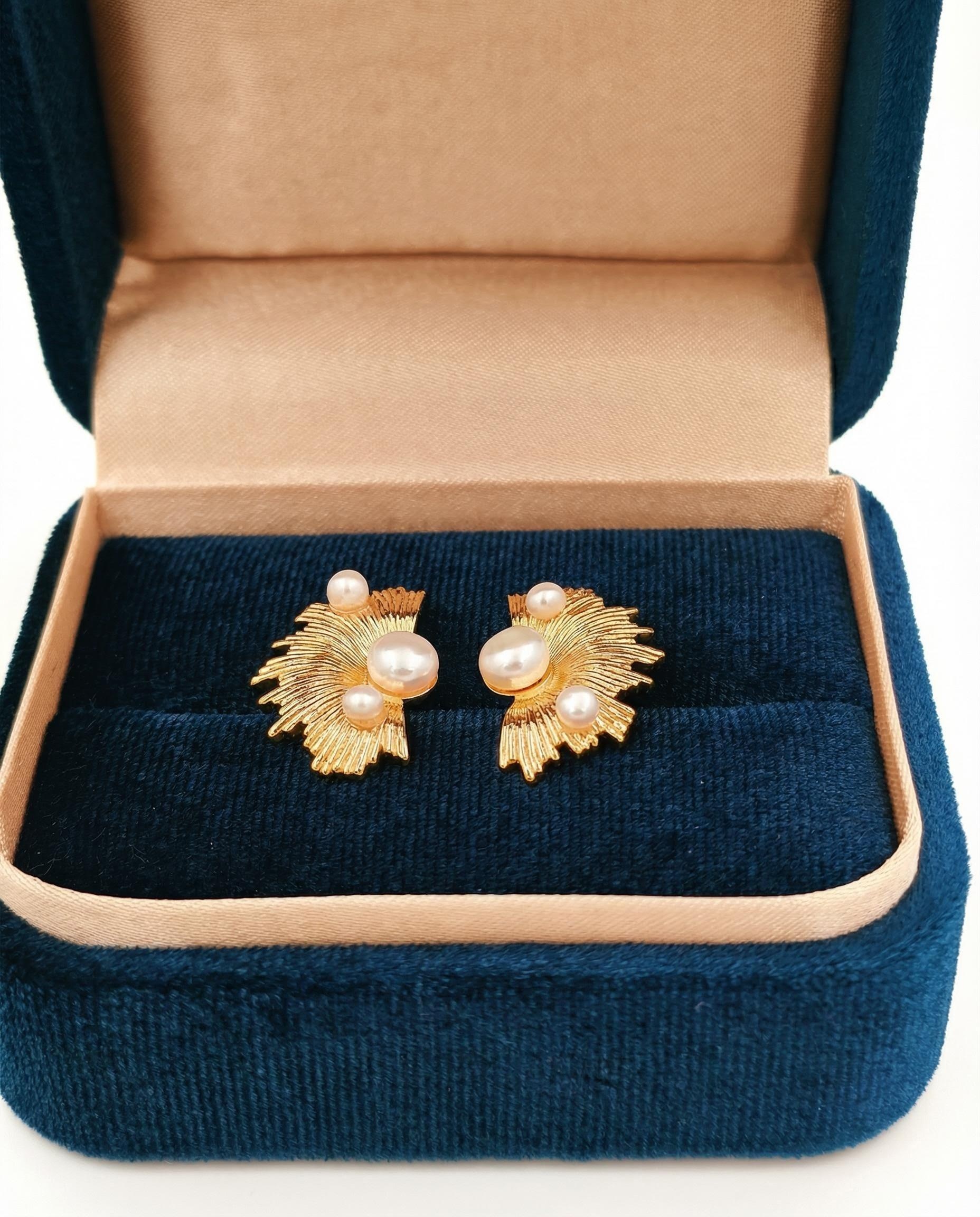 Radiant Pearl Drop Earrings – Hand-Hammered Gold with Natural Pearls