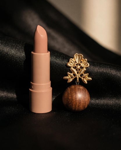 Gold-Tone Floral Wood-Like Bead Statement Earrings