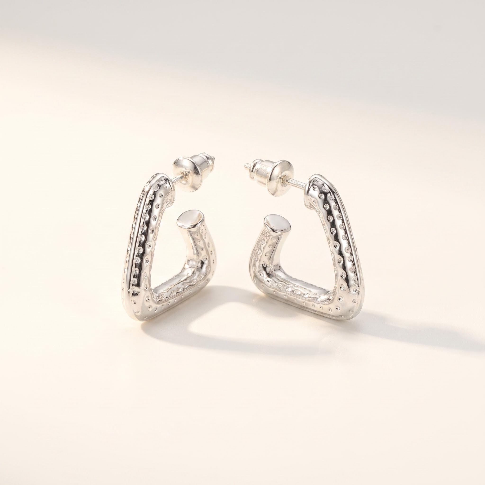 Silver-Tone Geometric Hoop Earrings