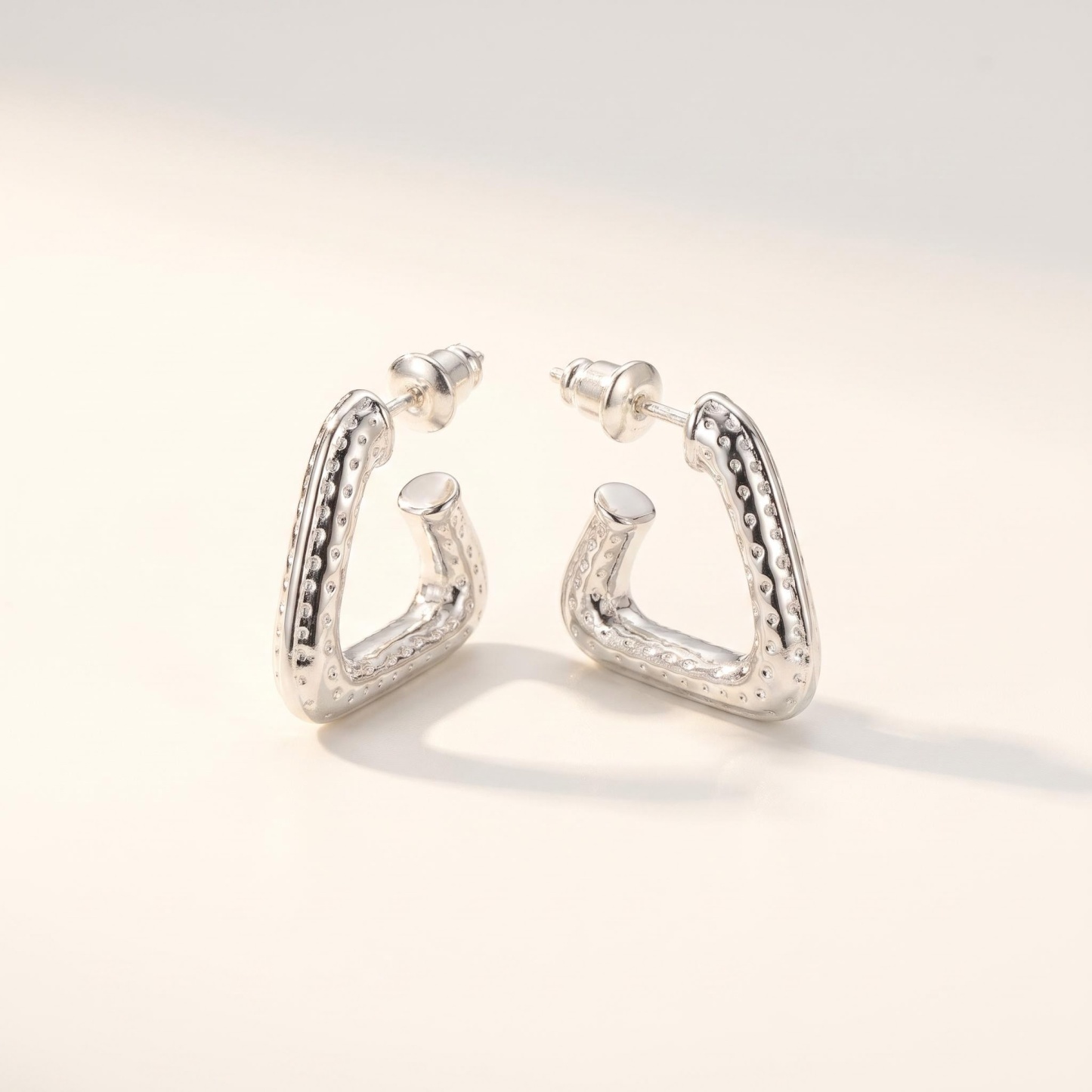Silver-Tone Geometric Hoop Earrings