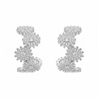 “Milky Way” Micro-Paved Diamond Wave Stud Earrings – Sterling Silver