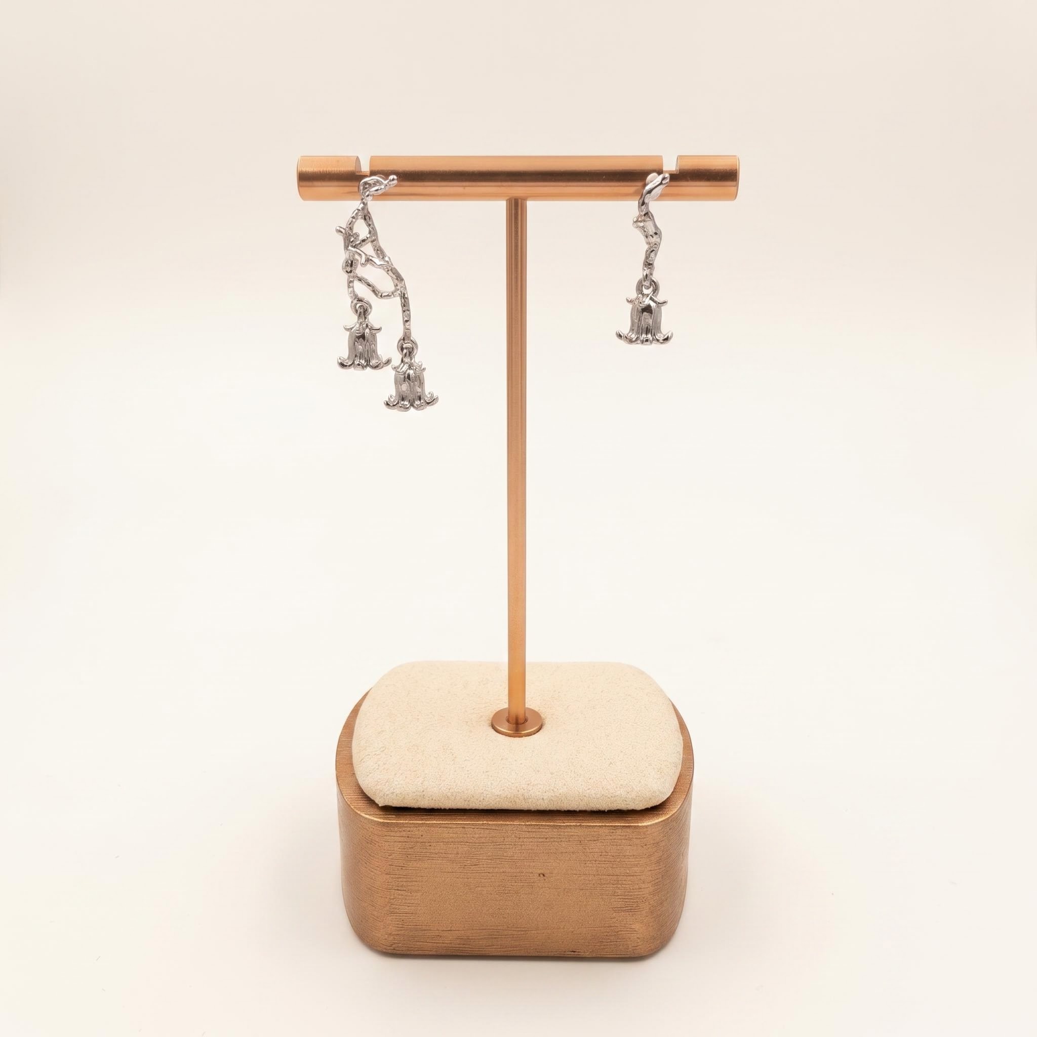Silver-Tone Bellflower Branch Dangle Earrings