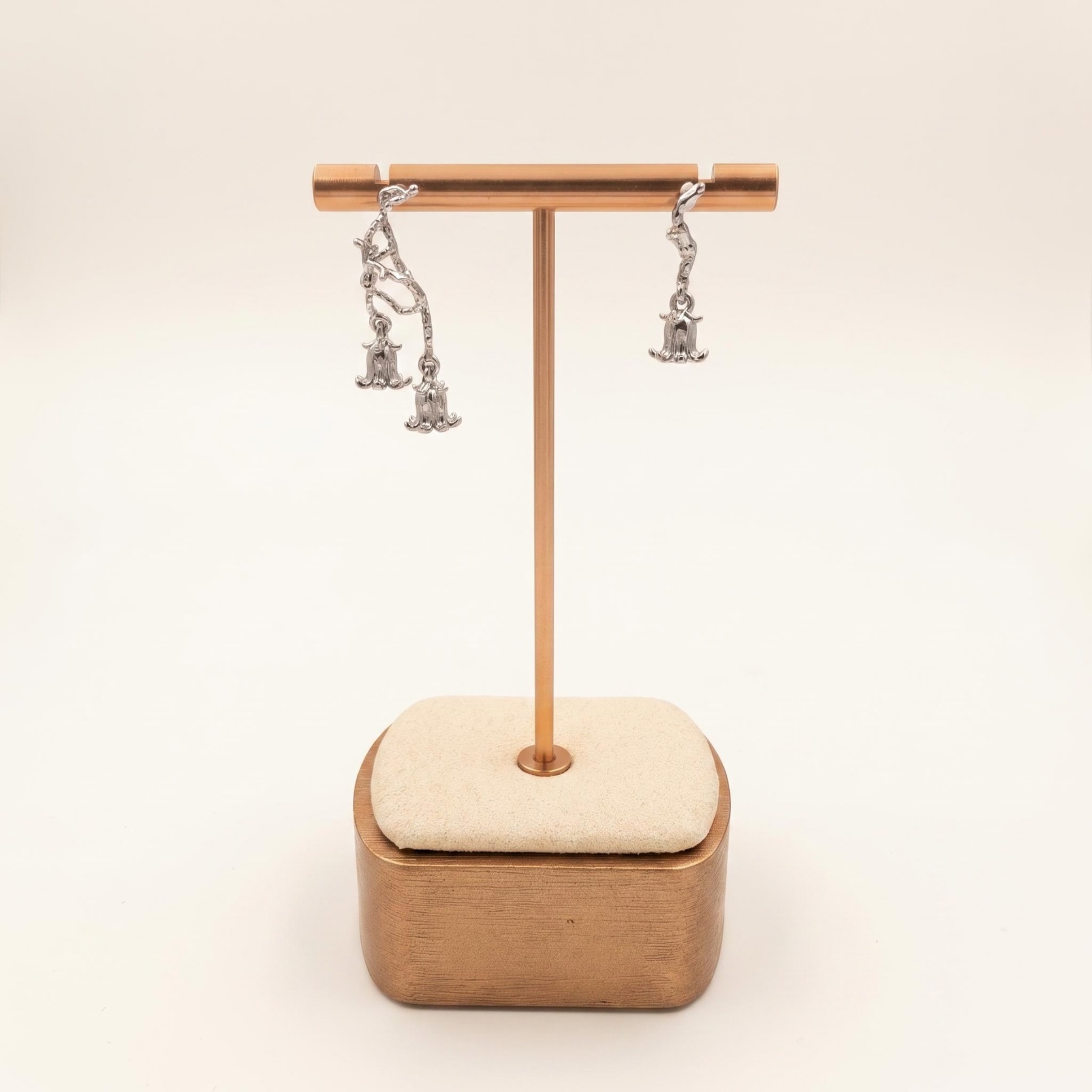 Silver-Tone Bellflower Branch Dangle Earrings