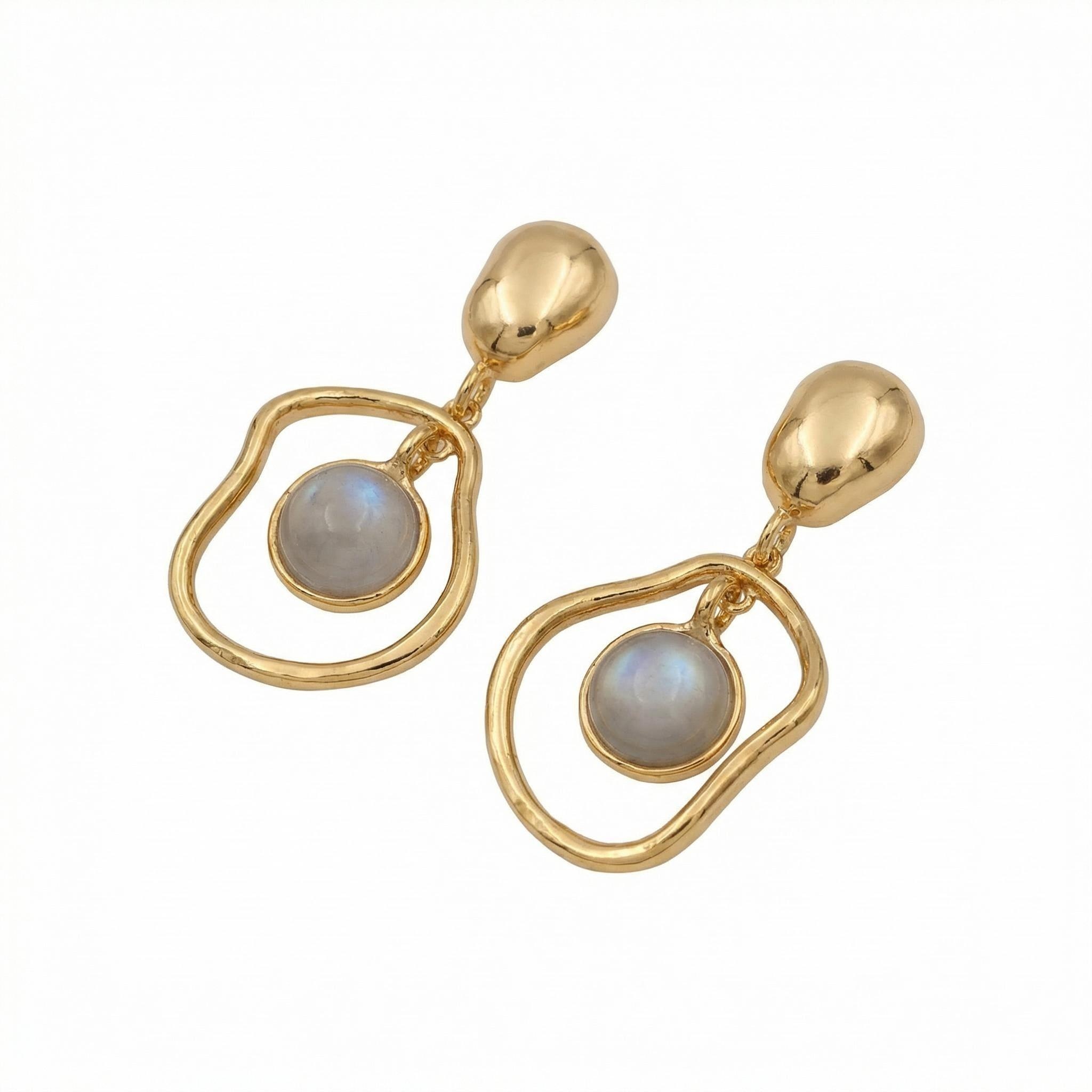 Handcrafted Moonstone Pendant in Textured Gold Frame – Unique Artisan Jewelry