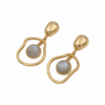 Handcrafted Moonstone Pendant in Textured Gold Frame – Unique Artisan Jewelry