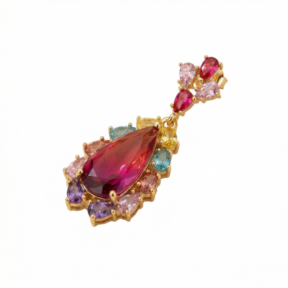 Handcrafted Multi-Gemstone Drop Earrings – Bohemian Teardrop in Gold