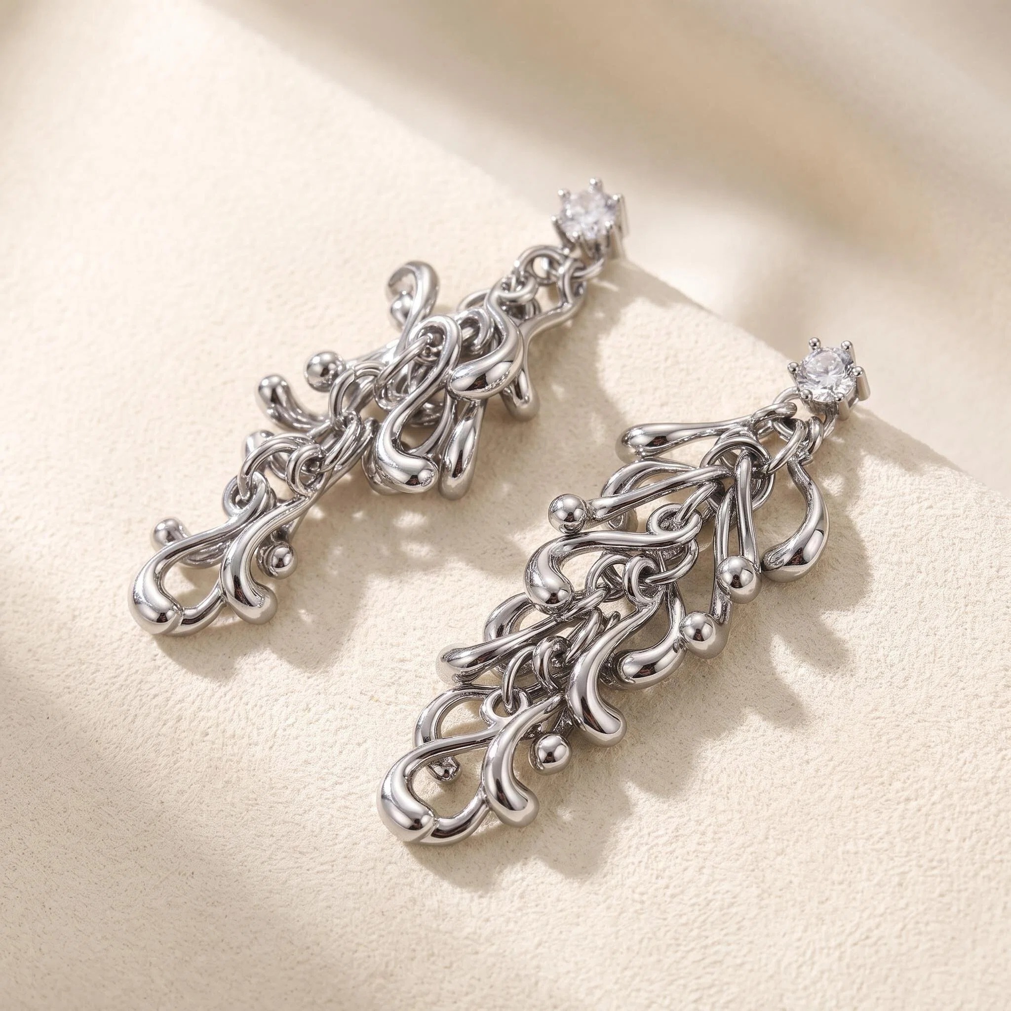 Silver-Tone Baroque Scroll Statement Earrings