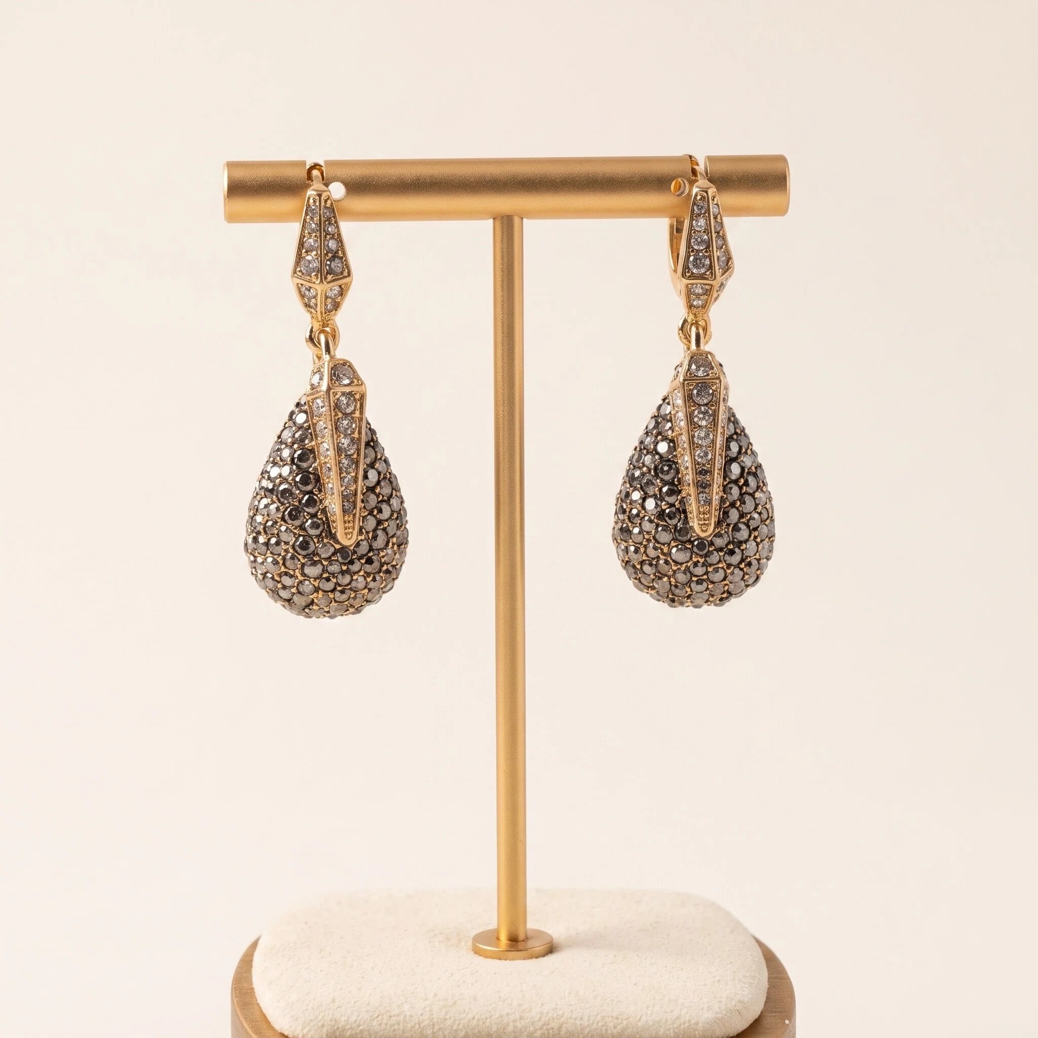 Gold-Tone Smoky Crystal Teardrop Earrings