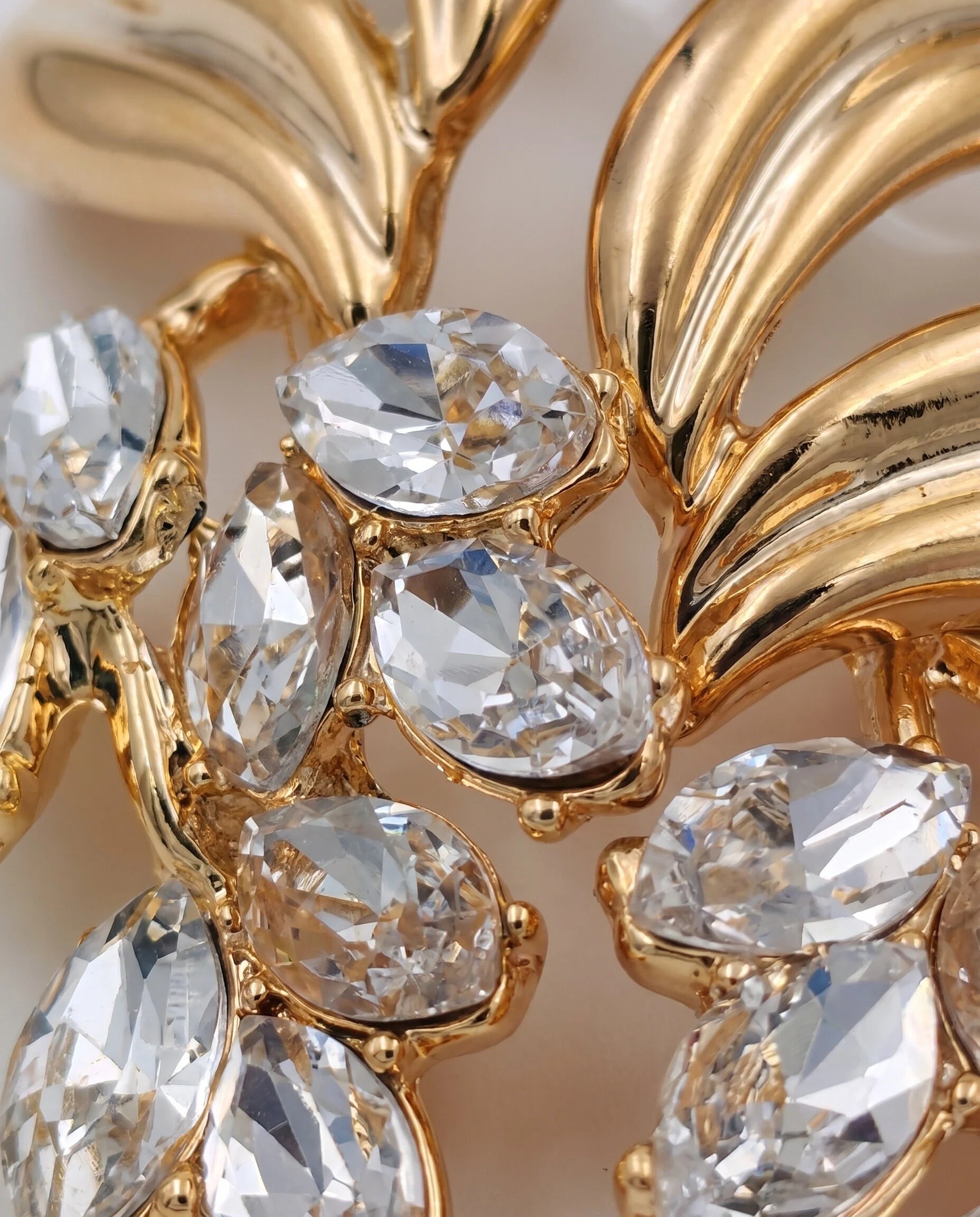 Gold-Tone Swirl Crystal Cluster Earrings