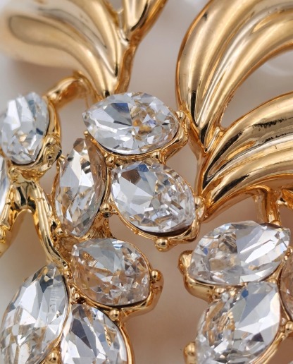Gold-Tone Swirl Crystal Cluster Earrings