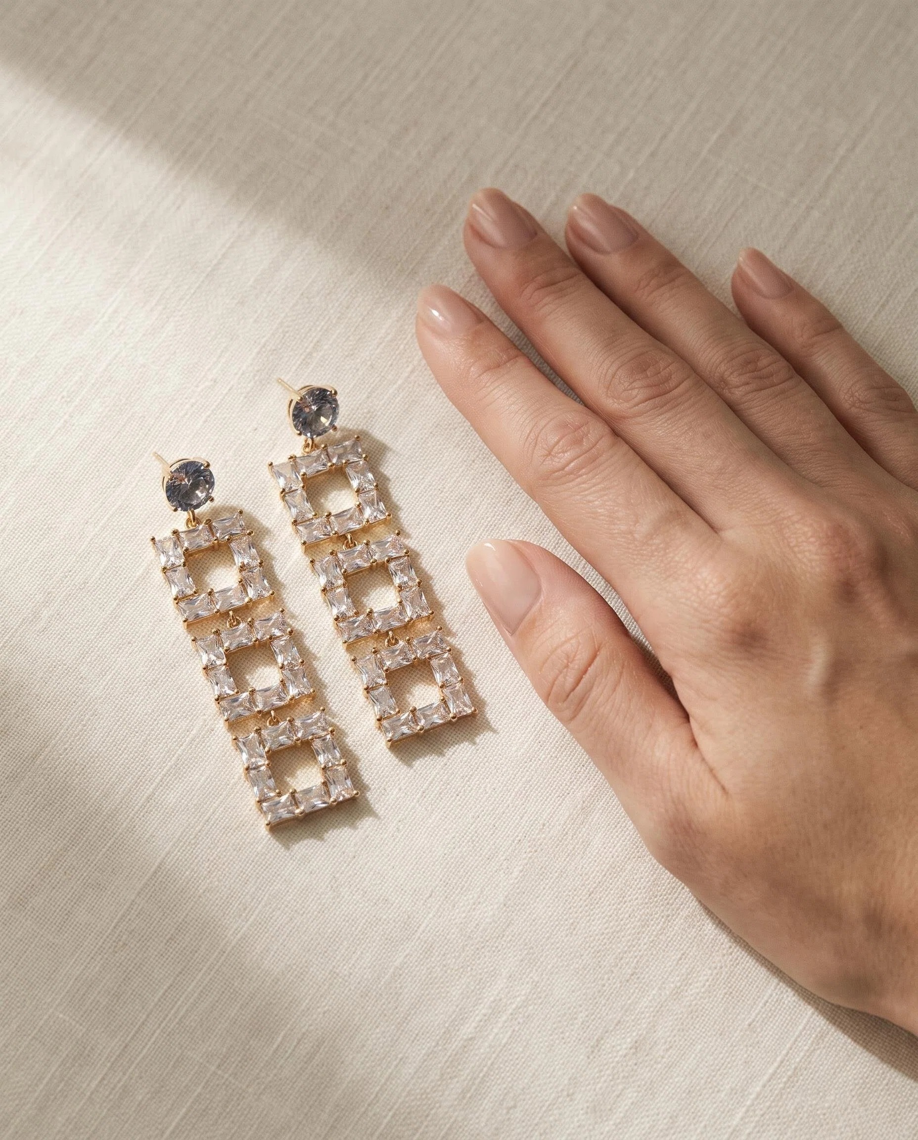 Gold-Tone Crystal Ladder Drop Earrings