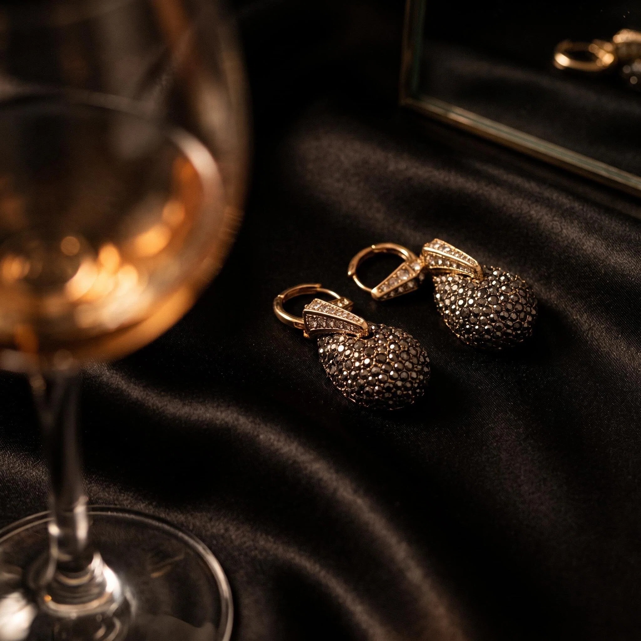 Gold-Tone Smoky Crystal Teardrop Earrings