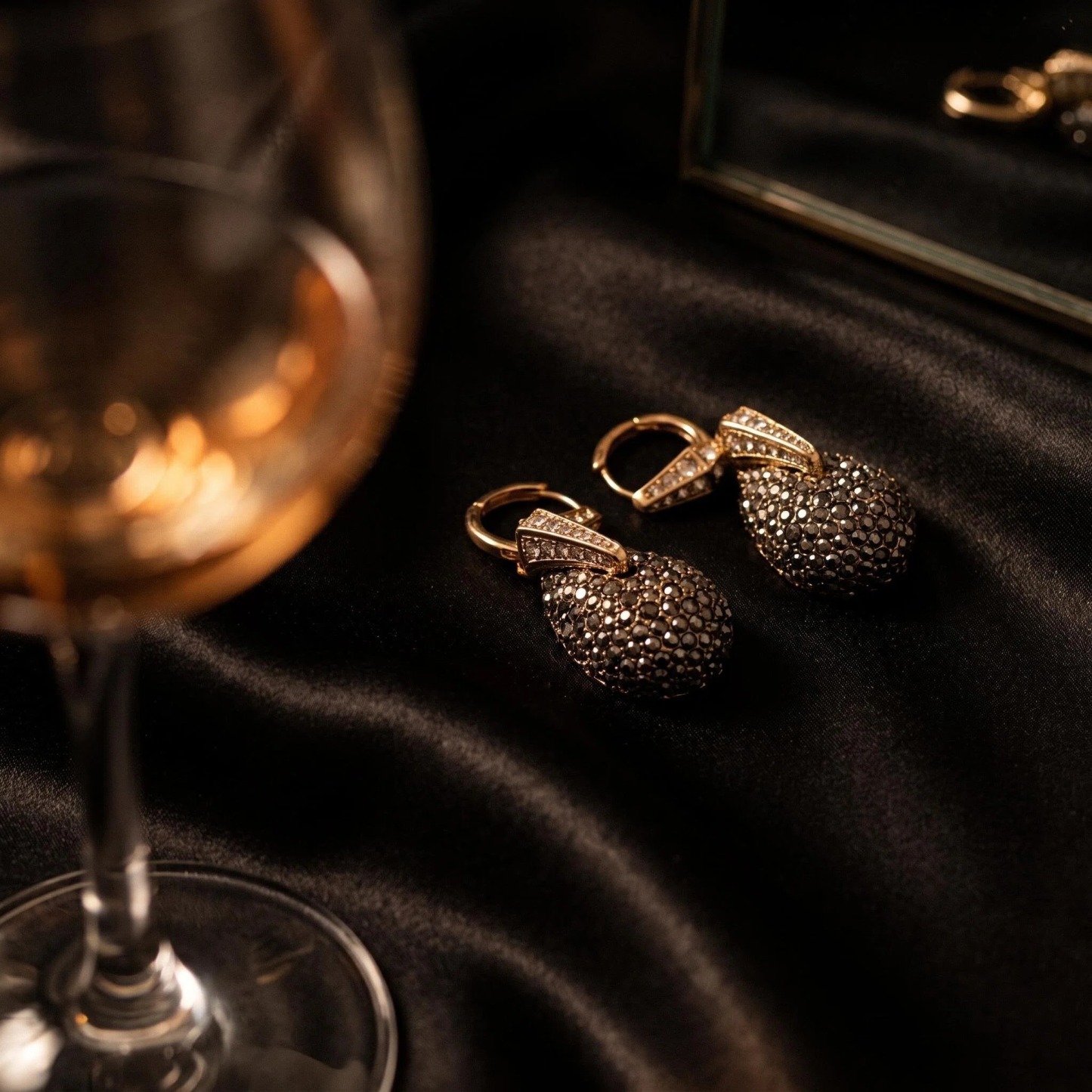 Gold-Tone Smoky Crystal Teardrop Earrings