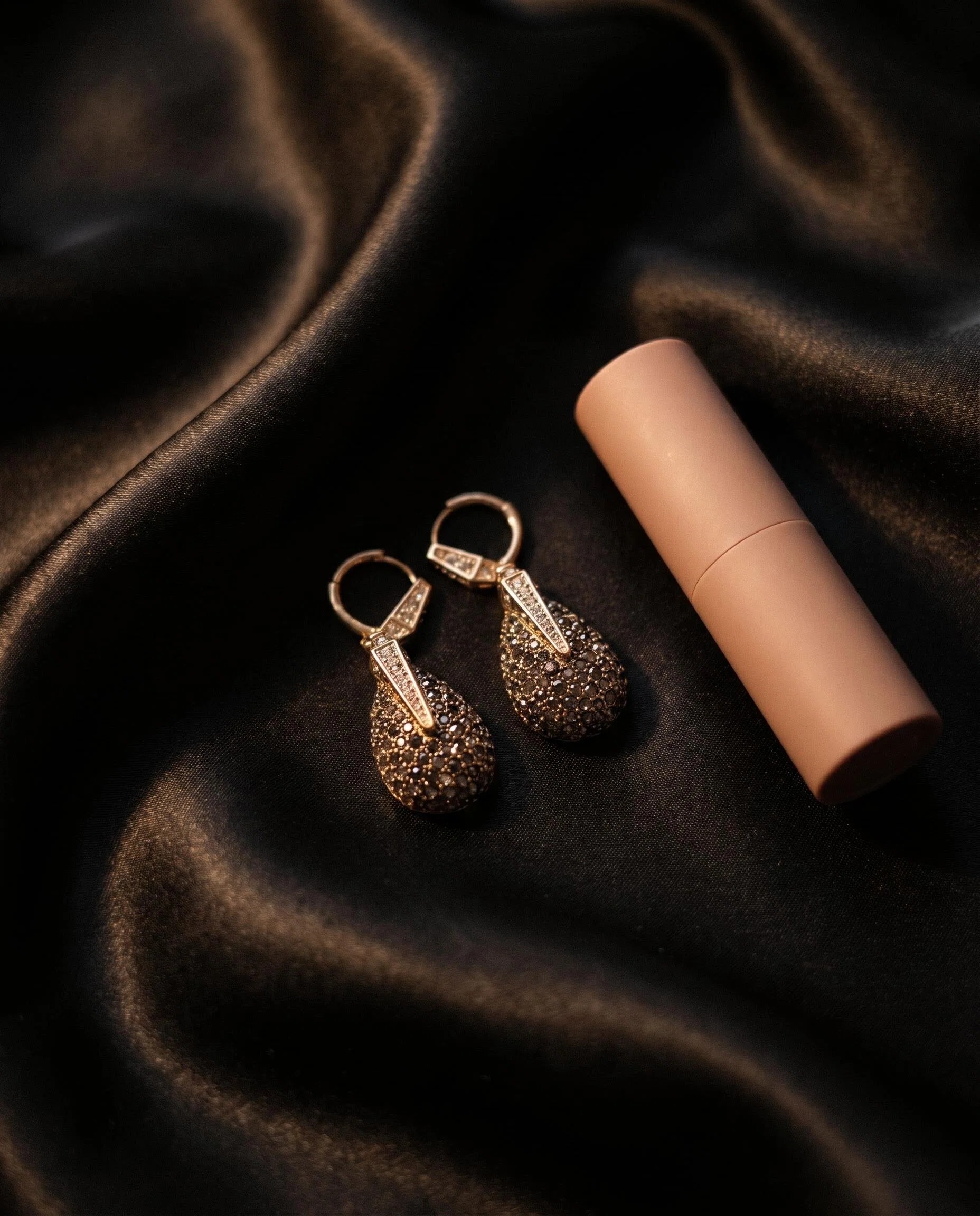 Gold-Tone Smoky Crystal Teardrop Earrings