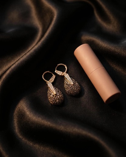 Gold-Tone Smoky Crystal Teardrop Earrings