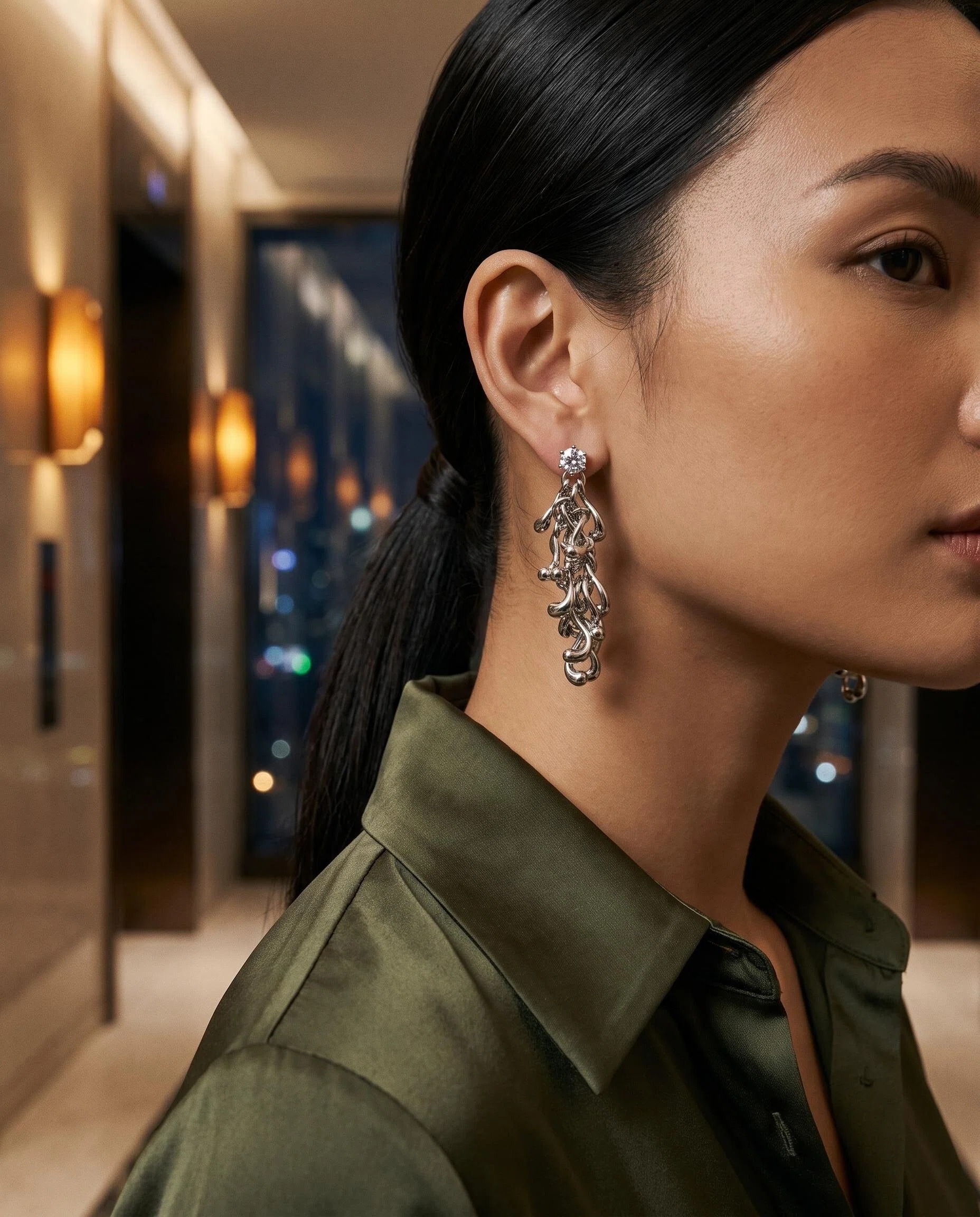 Silver-Tone Baroque Scroll Statement Earrings