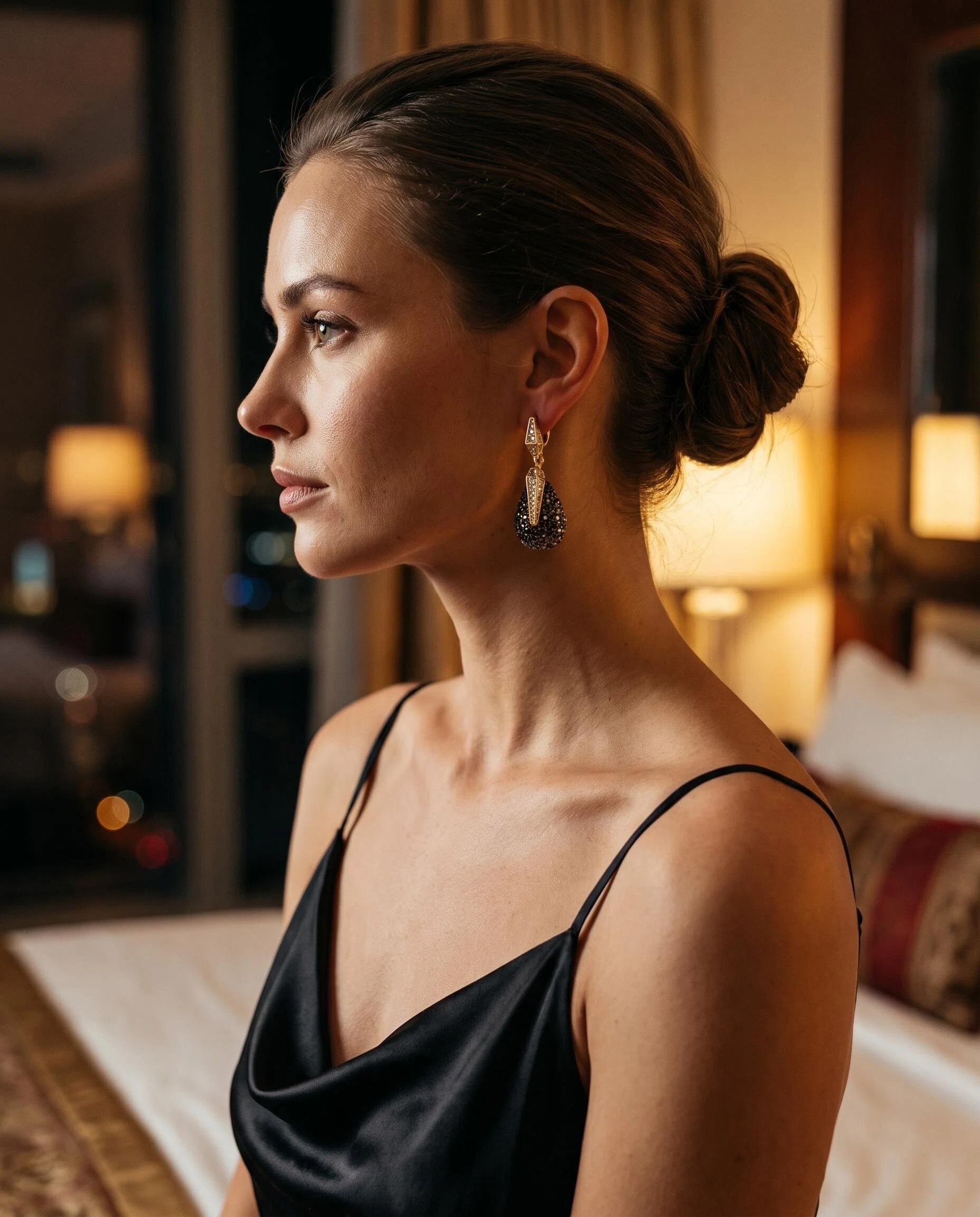 Gold-Tone Smoky Crystal Teardrop Earrings