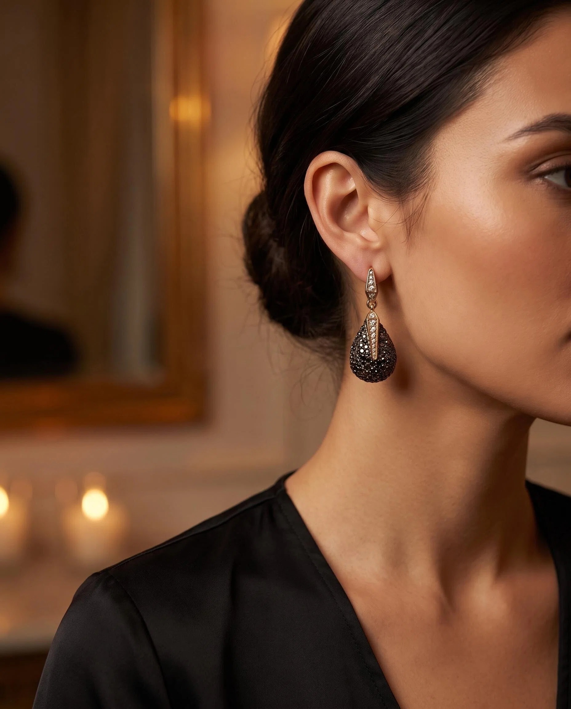 Gold-Tone Smoky Crystal Teardrop Earrings
