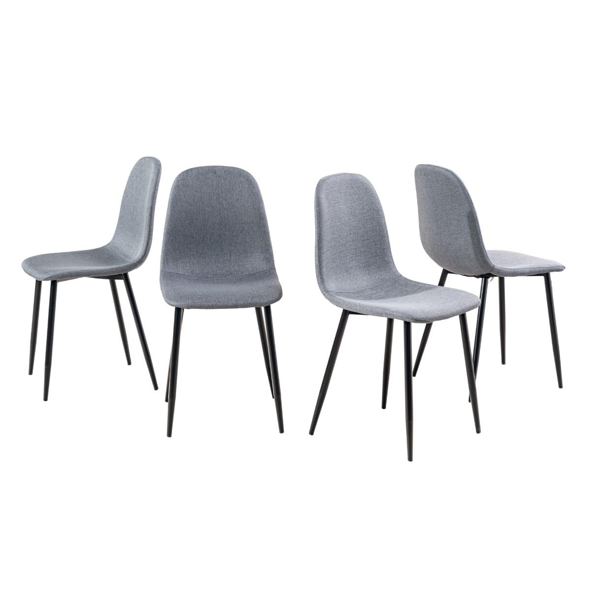 4 Sillas de Comedor, Cómodas Sillas de Salón, Sillas de Cocina Escandinavas con Patas de Metal Negro para Comedor, Cocina, Salón, Gris