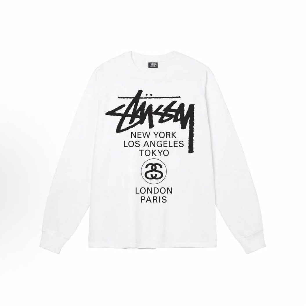 [Copy] Stussy 世界巡遊系列 字母印花圓領長袖T卹