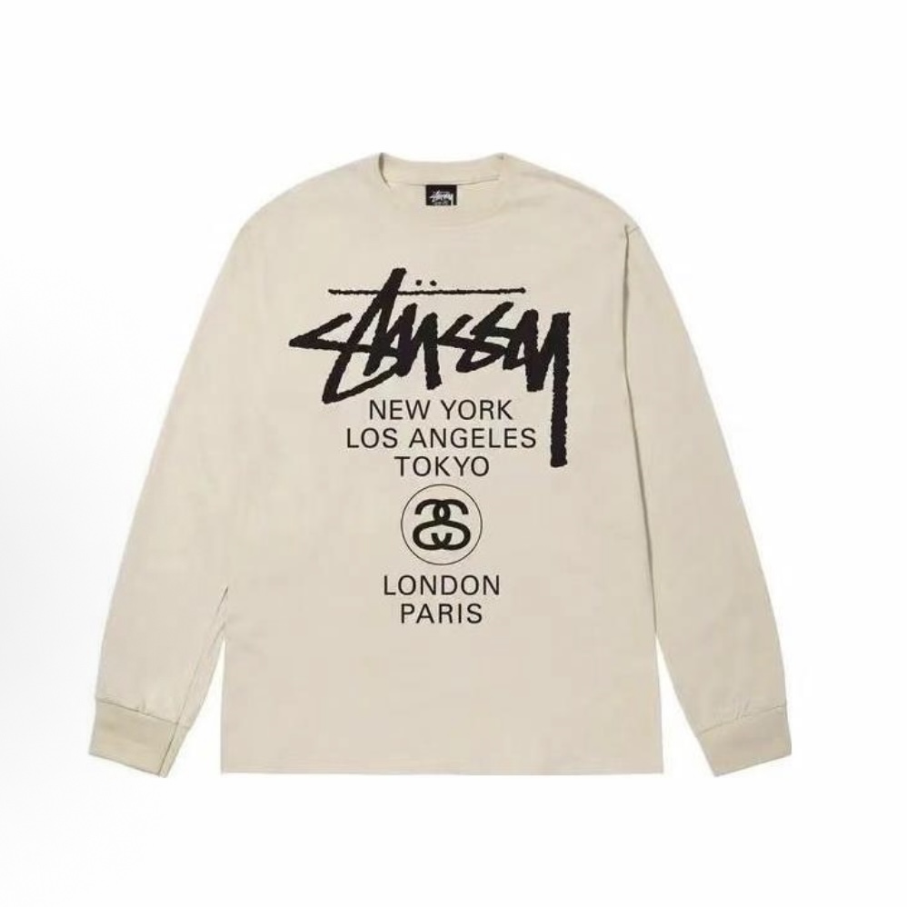 [Copy] Stussy 世界巡遊系列 字母印花圓領長袖T卹