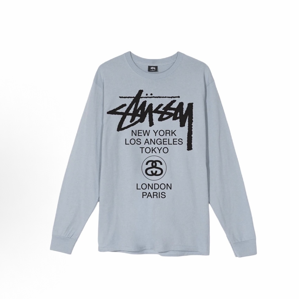 [Copy] Stussy 世界巡遊系列 字母印花圓領長袖T卹