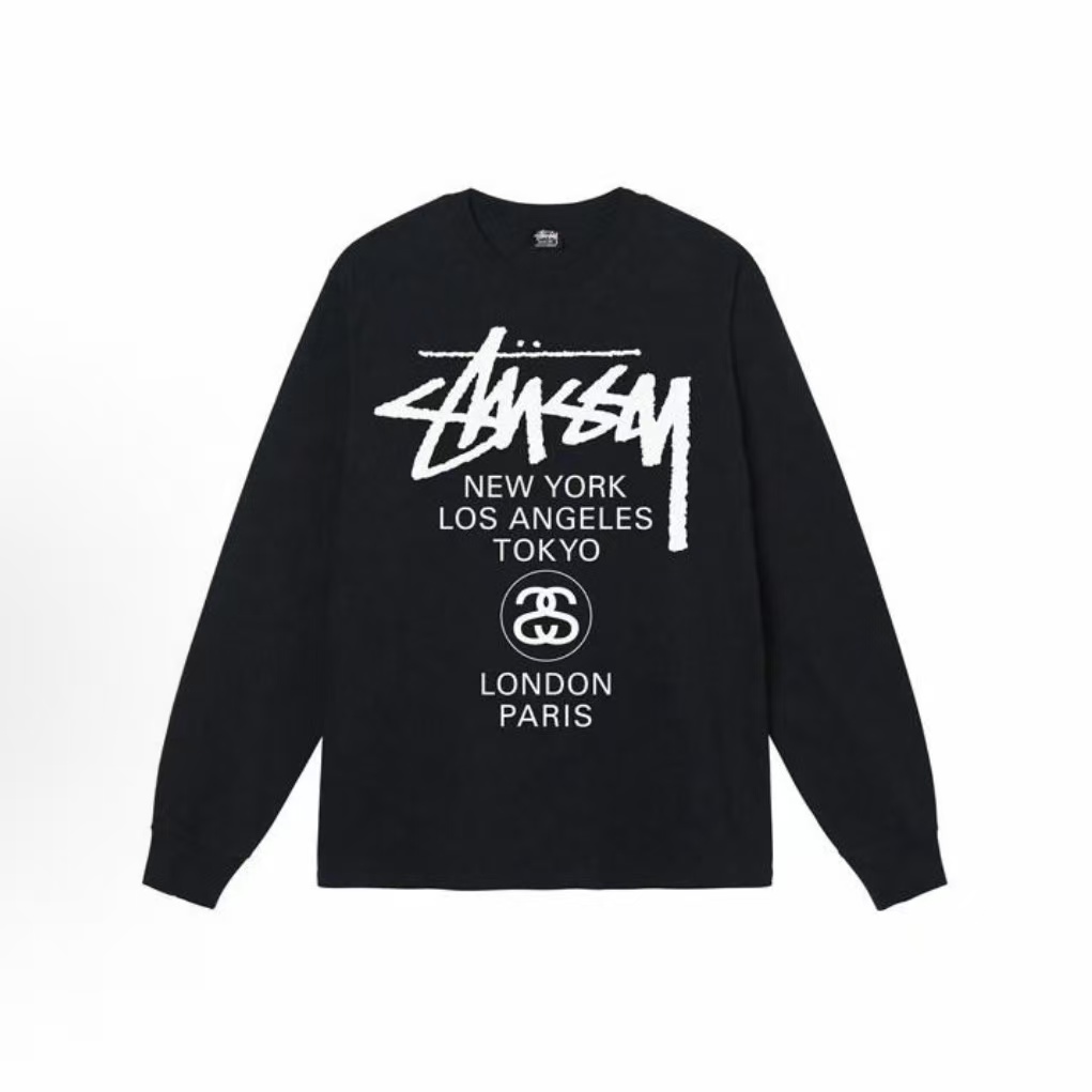 [Copy] Stussy 世界巡遊系列 字母印花圓領長袖T卹
