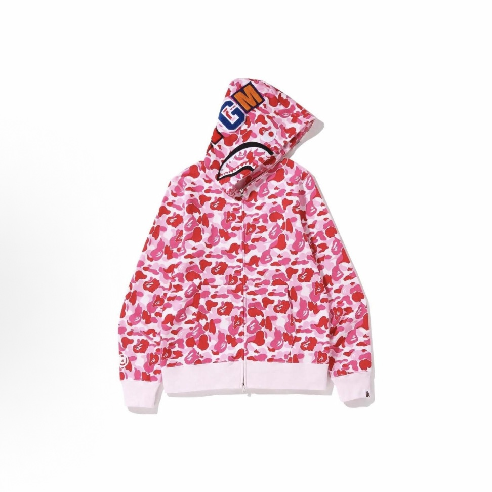 BAPE 鯊魚系列 迷彩拉鍊連帽衛衣