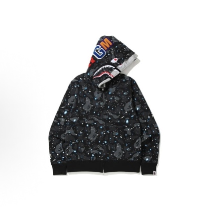  BAPE 星空迷彩圖案雙帽拉鍊衛衣