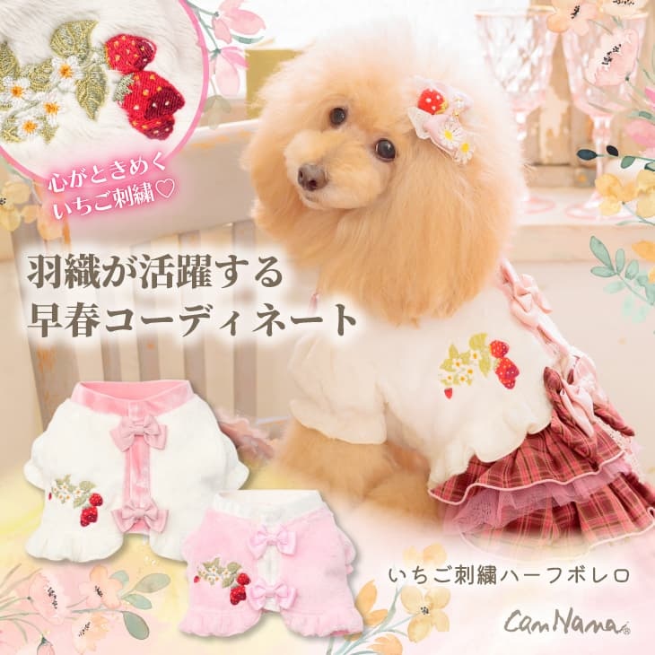 1176 いちご刺繍ハーフボレロ　