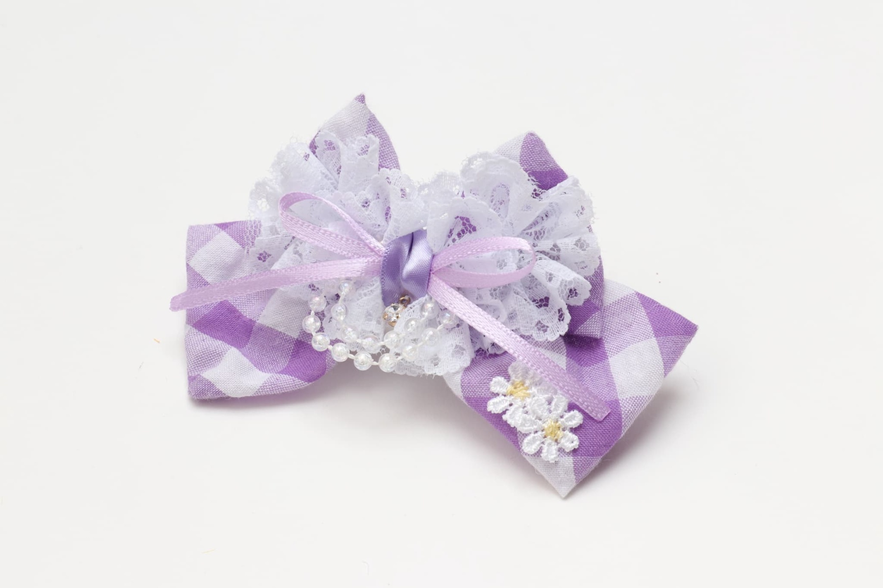 レース＆チェックバレッタリボン