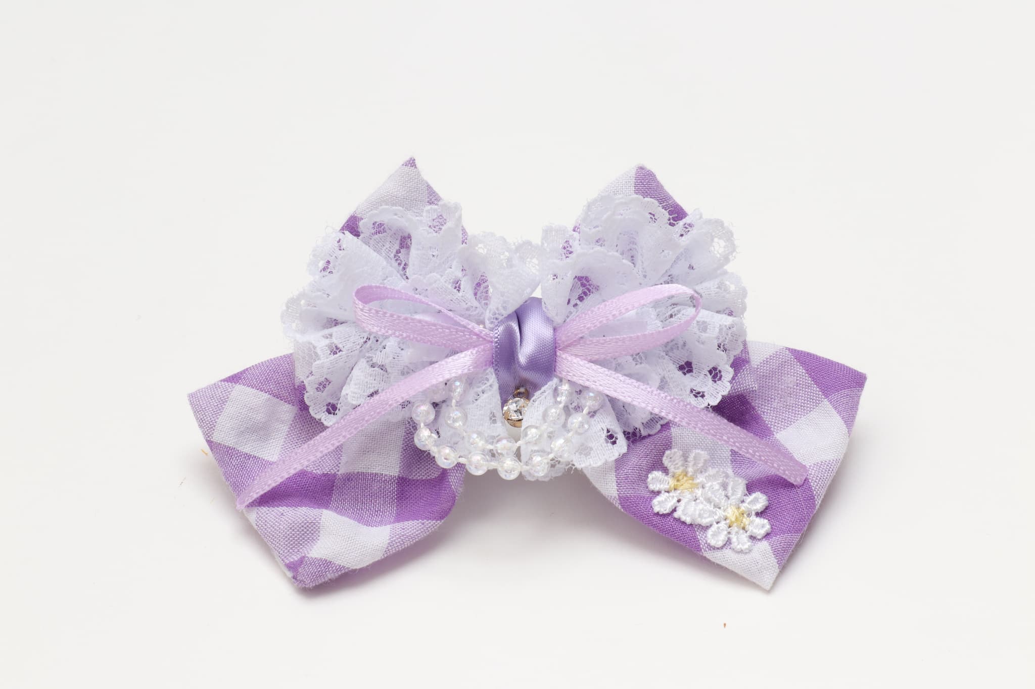 レース＆チェックバレッタリボン