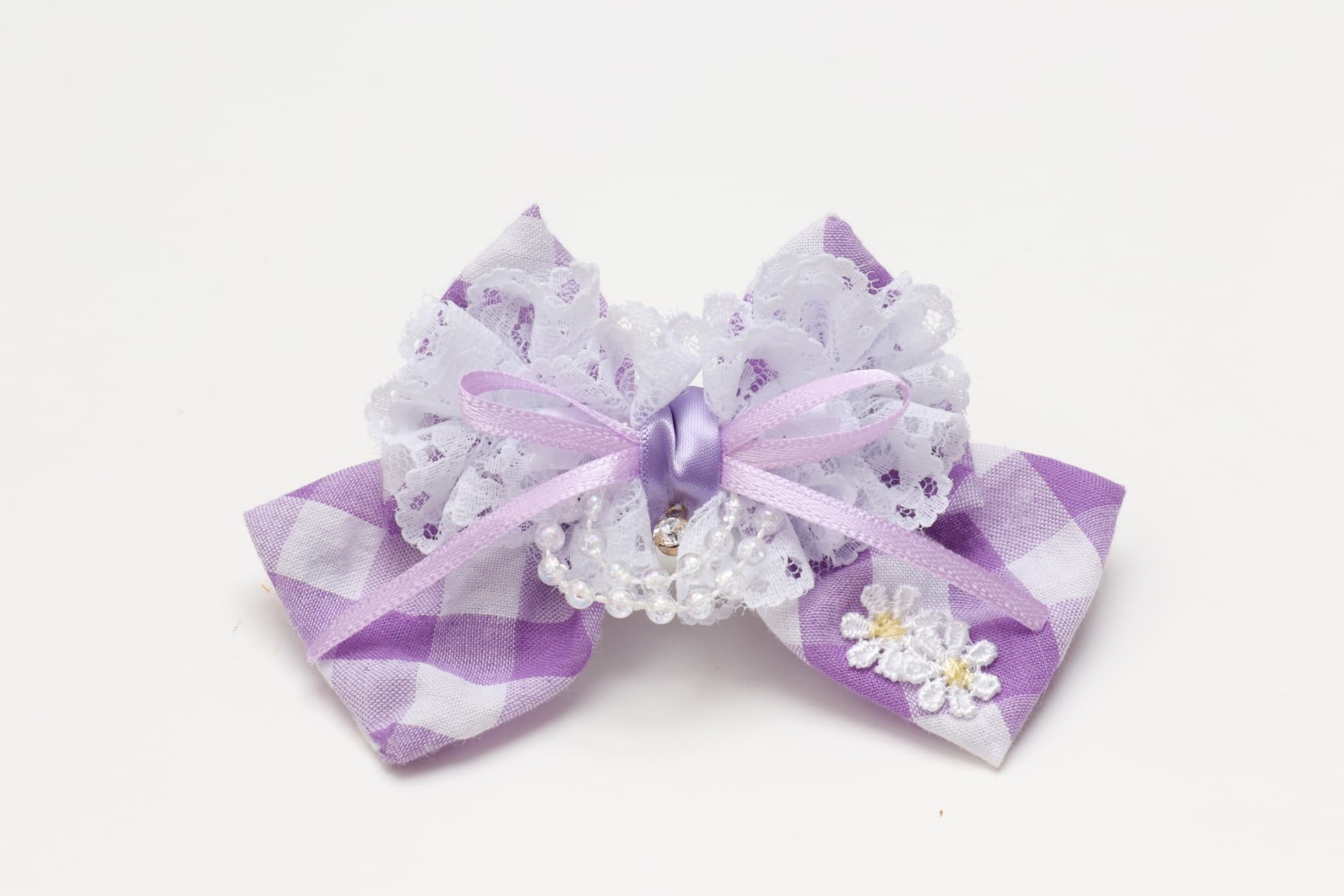 レース＆チェックバレッタリボン