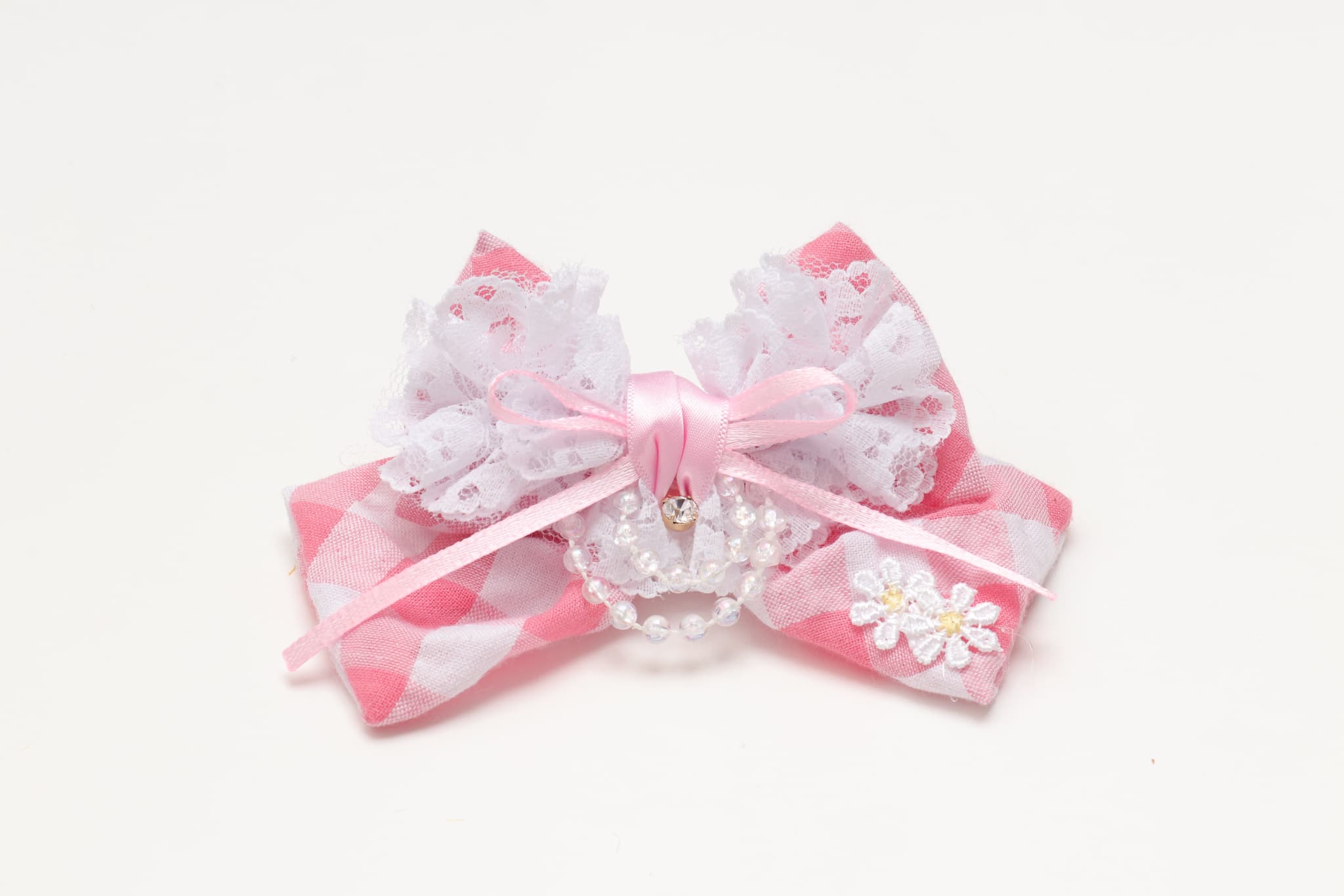 レース＆チェックバレッタリボン