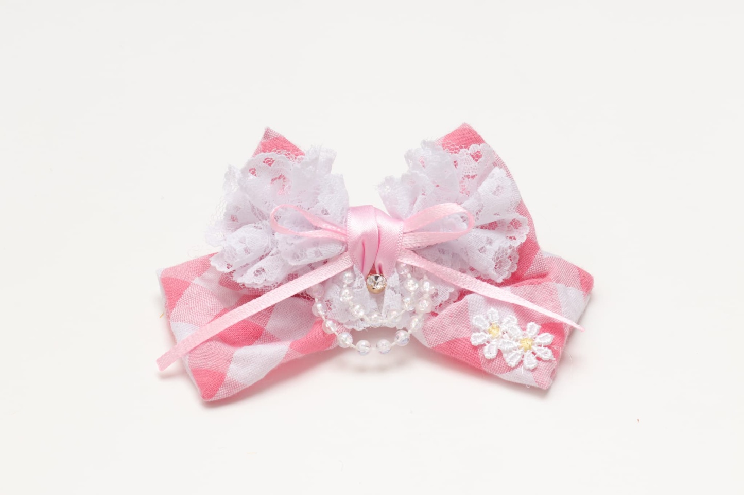 レース＆チェックバレッタリボン