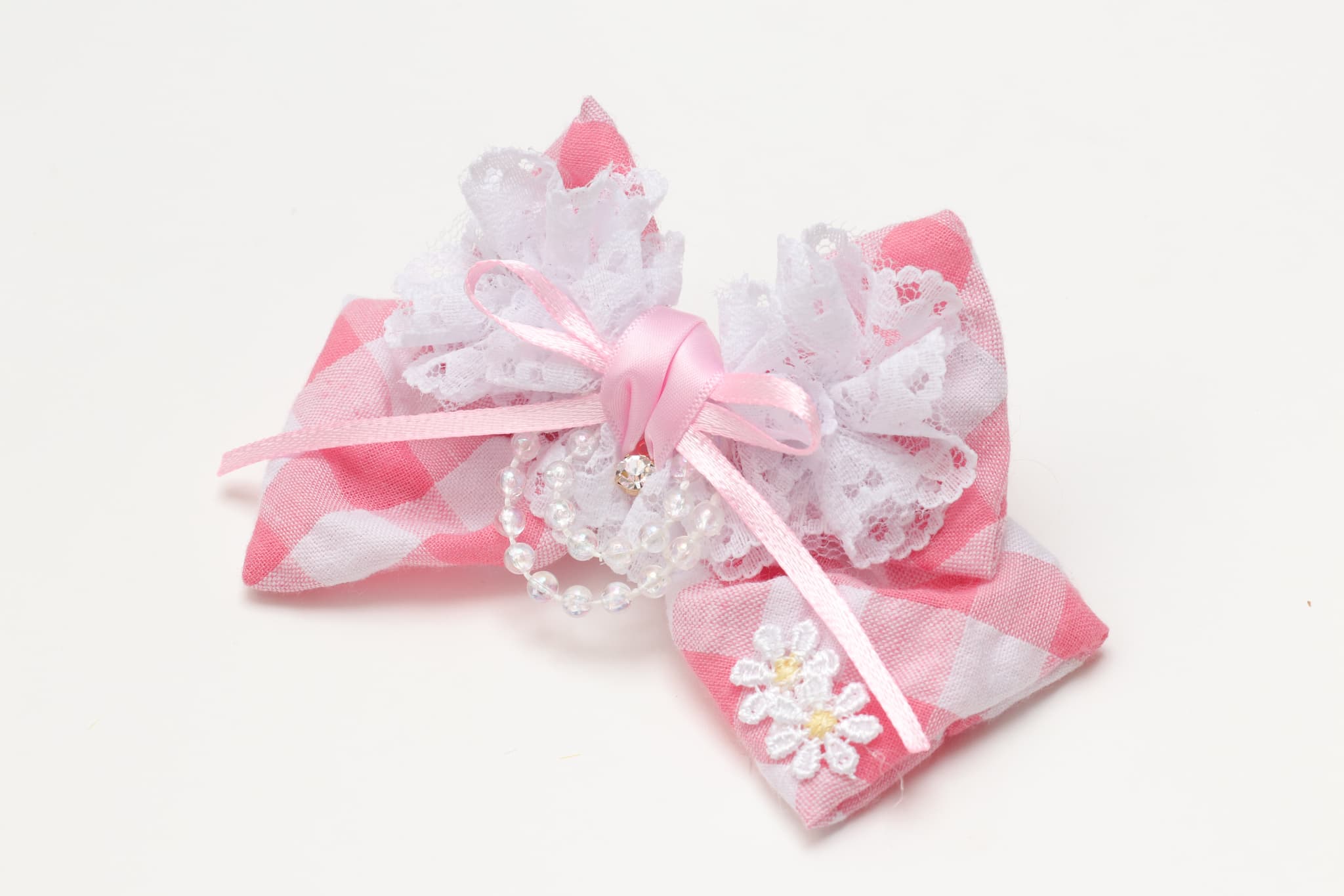 レース＆チェックバレッタリボン