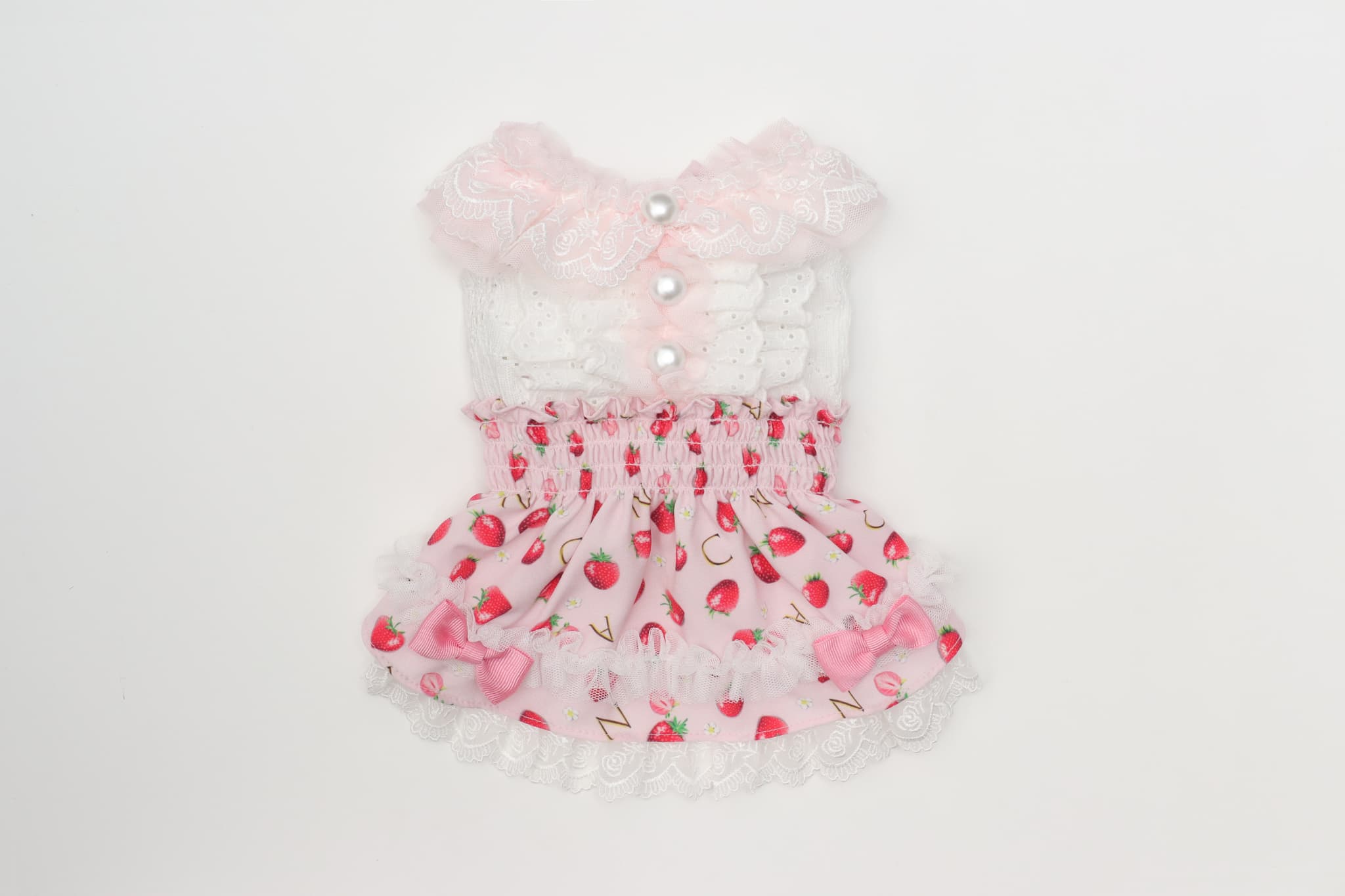 いちご柄シフォンドッキングワンピース