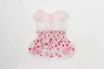 いちご柄シフォンドッキングワンピース