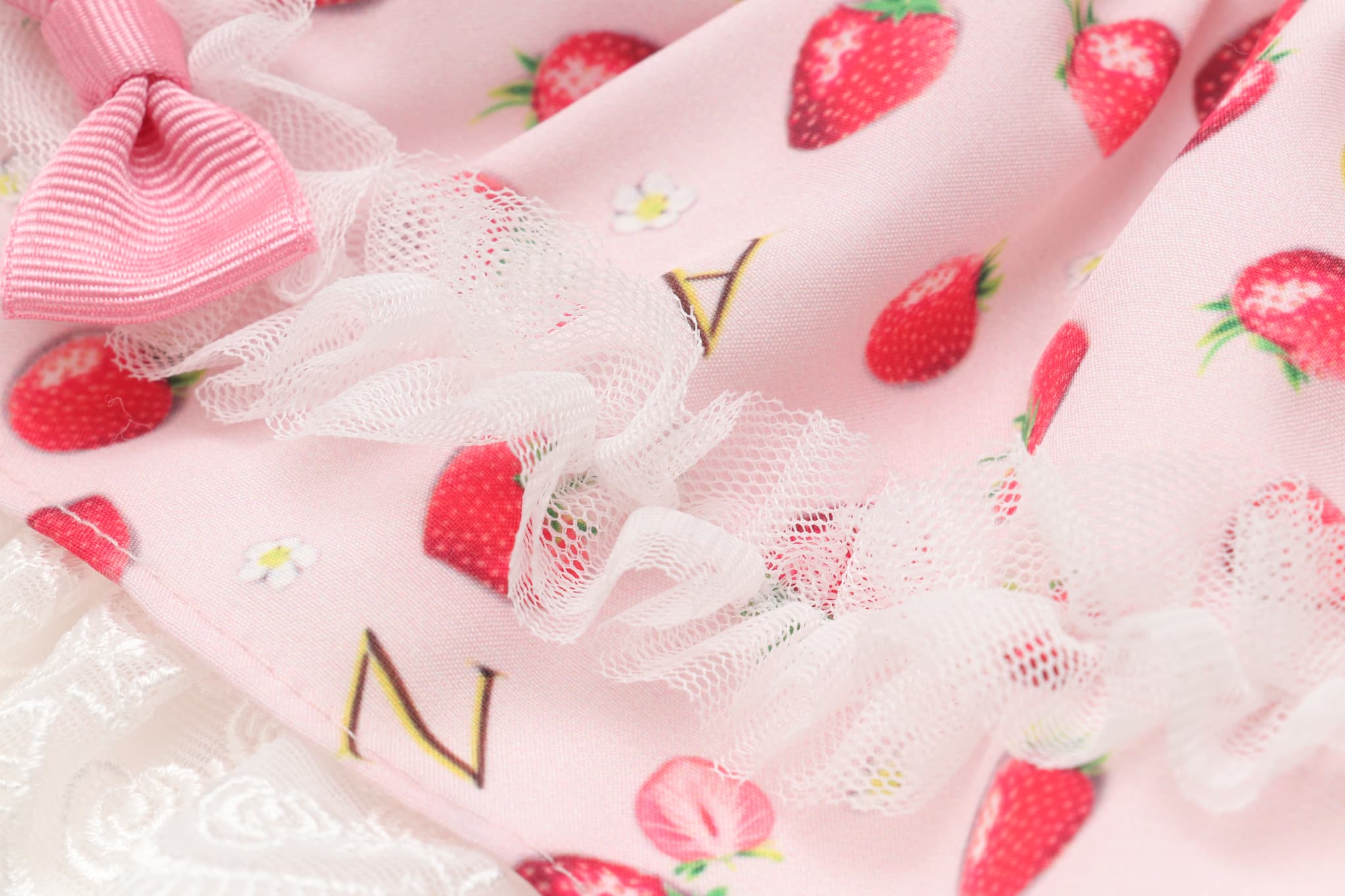 いちご柄シフォンドッキングワンピース