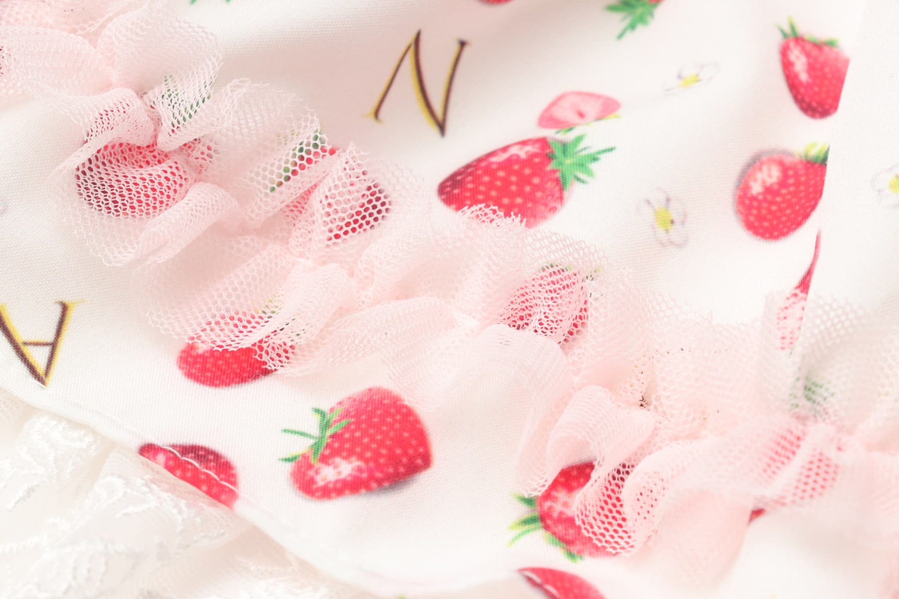 いちご柄シフォンドッキングワンピース