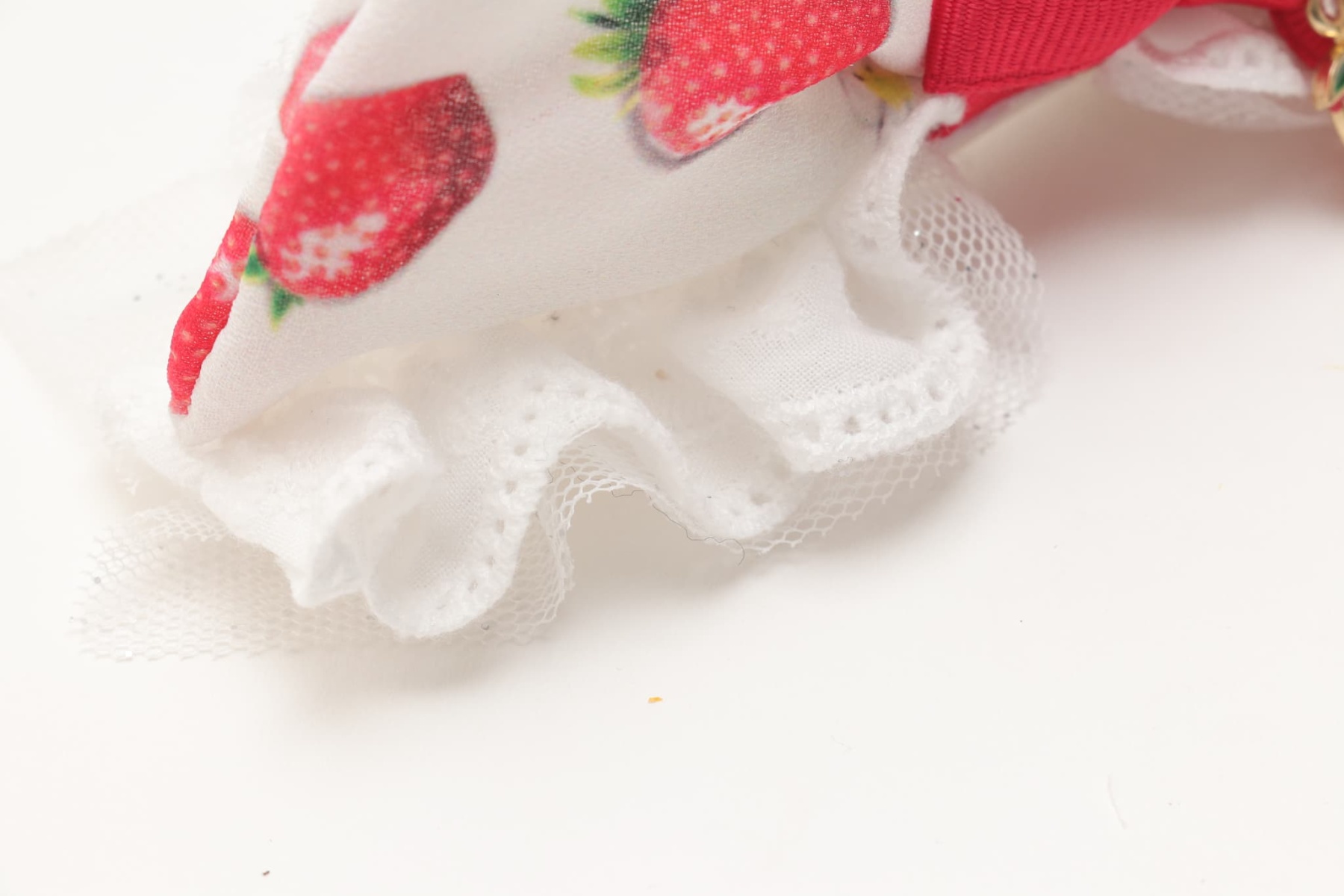 いちご柄カチューシャ風バレッタリボン