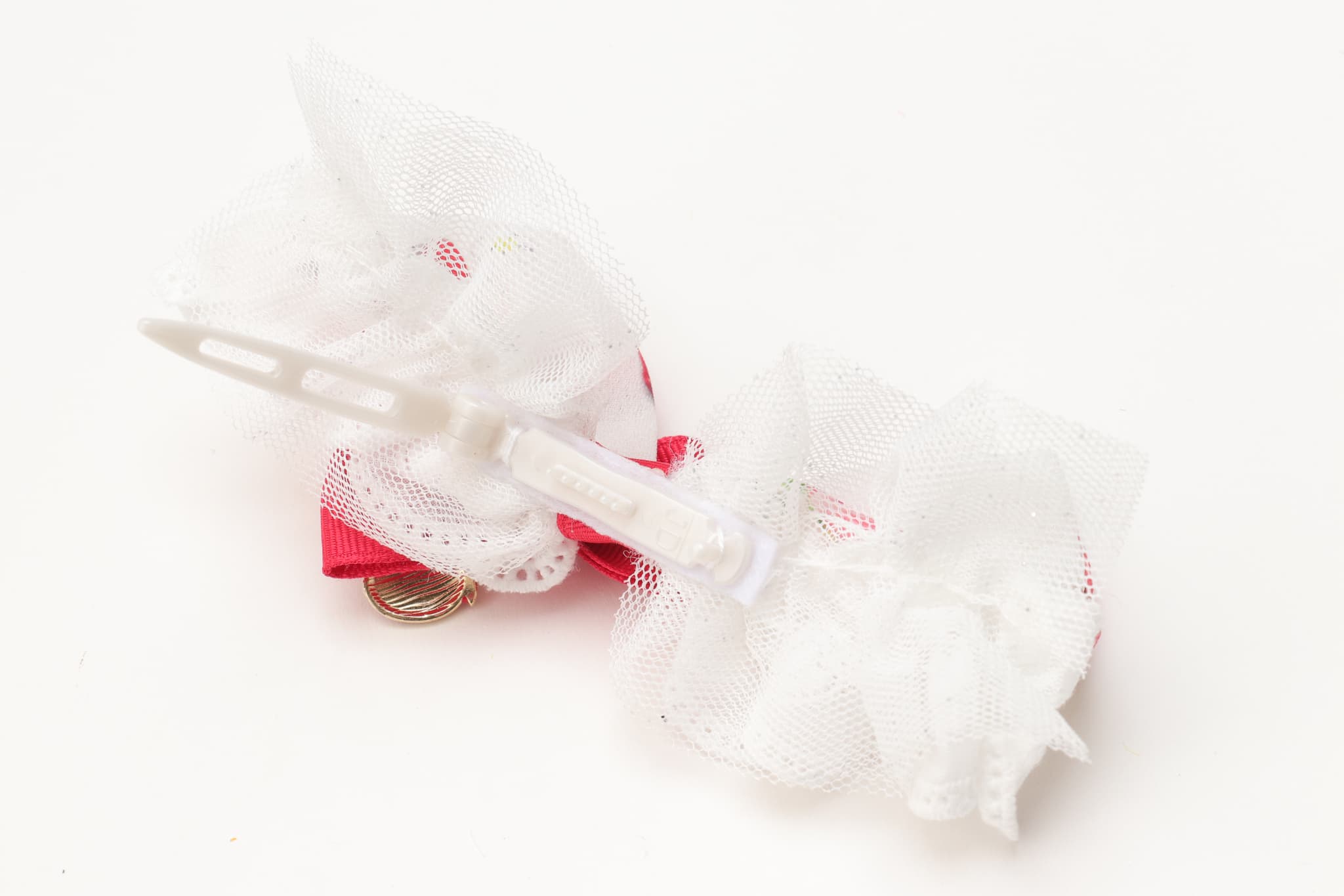 いちご柄カチューシャ風バレッタリボン