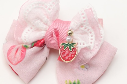 いちご柄シフォンミニバレッタリボン